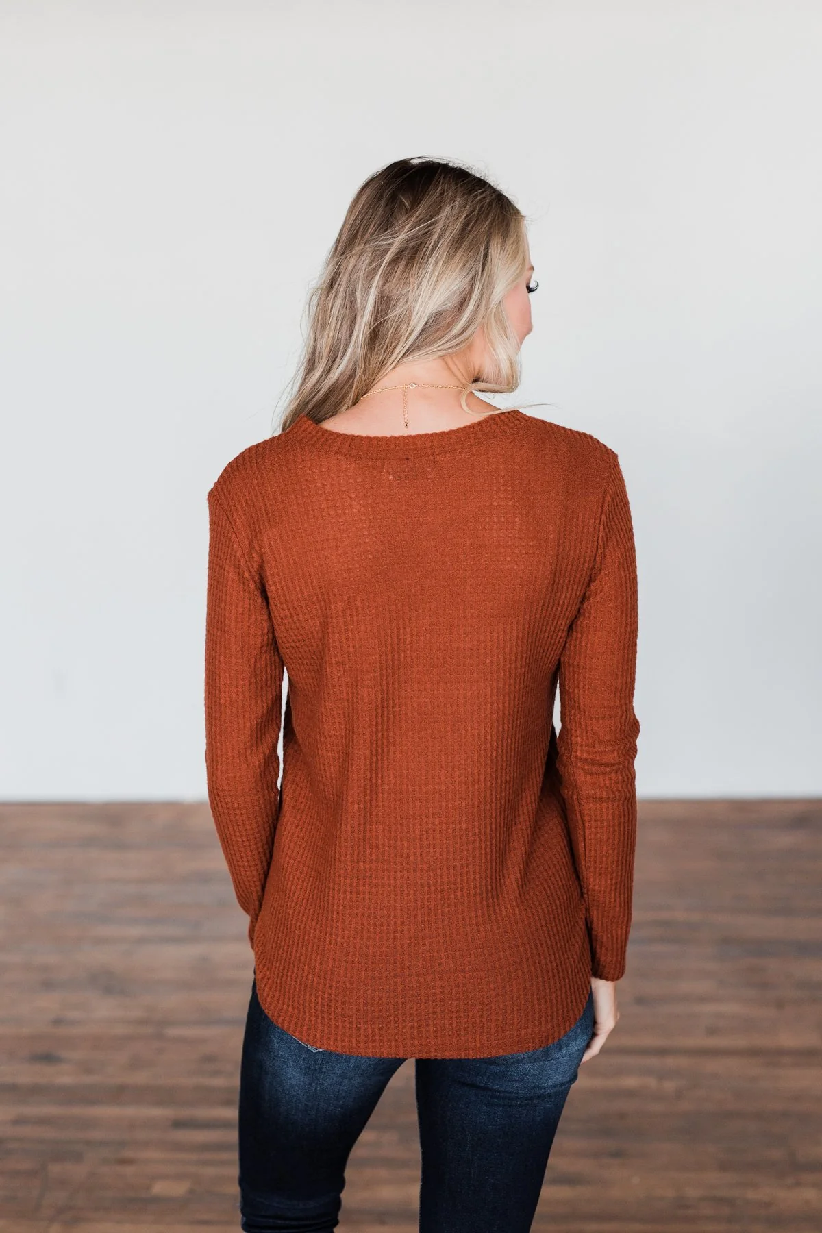 Be With You Waffle Knit Top- Rust - Image 4
