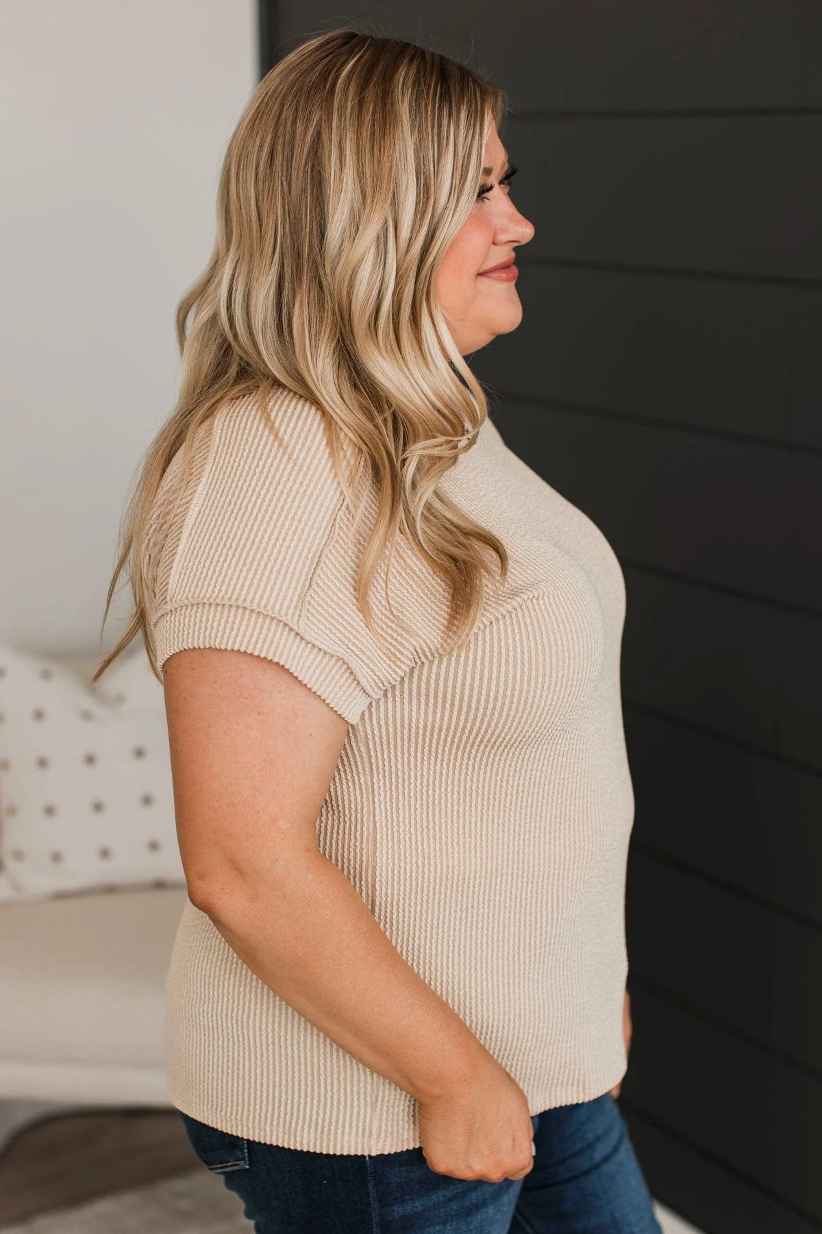 Be Your Number One Ribbed Top- Beige - Image 5