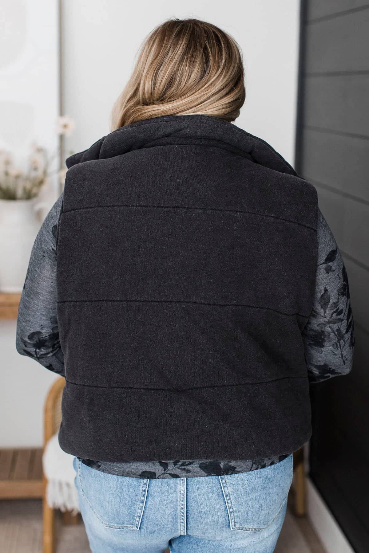 Be Yours Today Stone Wash Puffer Vest- Black - Image 8