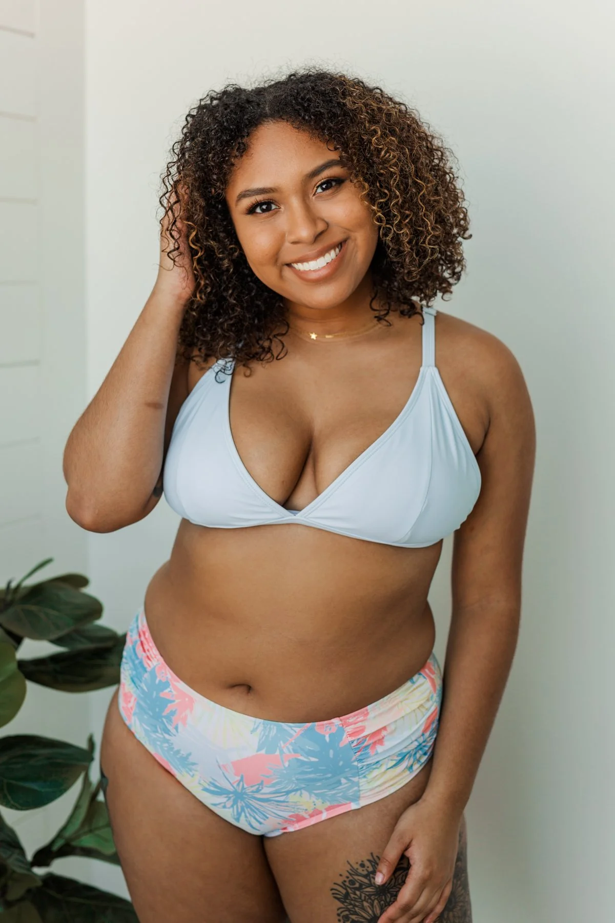 Beach Babe Triangle Bikini Top- Light Blue - Image 12