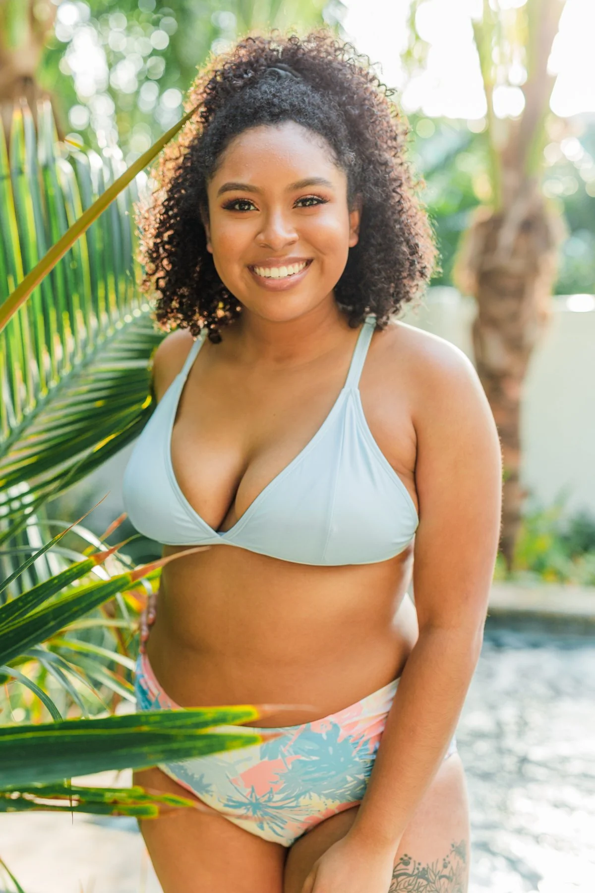 Beach Babe Triangle Bikini Top- Light Blue - Image 5