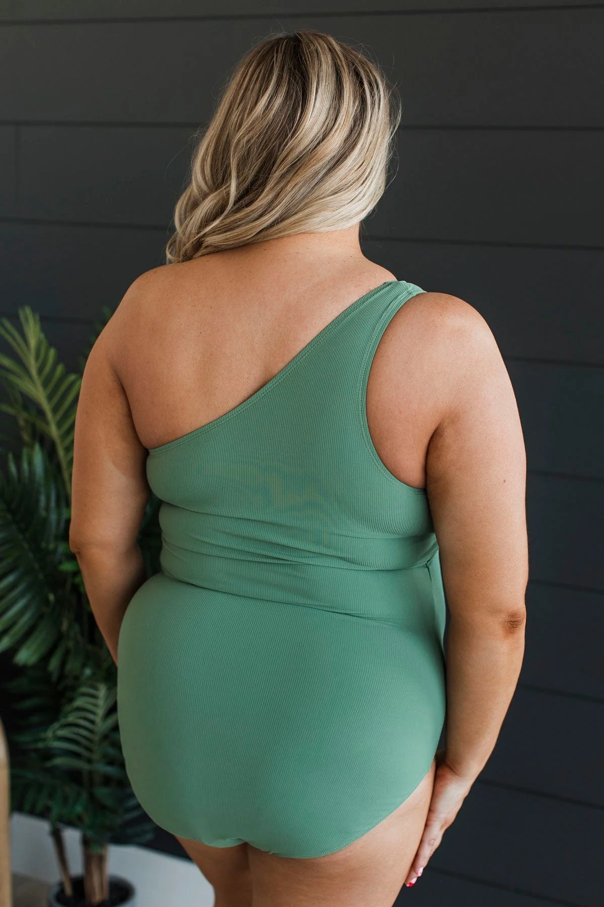 Beach Bound Ribbed One-Piece Swimsuit- Green - Image 7