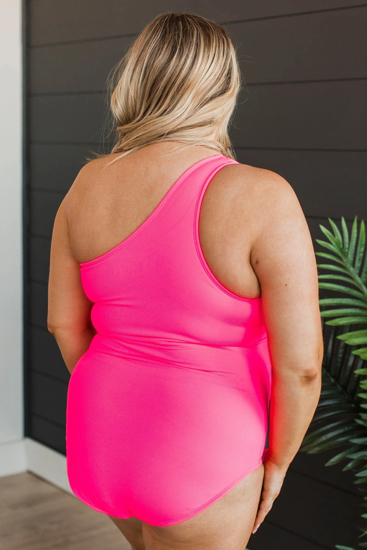 Beach Bound Ribbed One-Piece Swimsuit- Neon Pink - Image 7