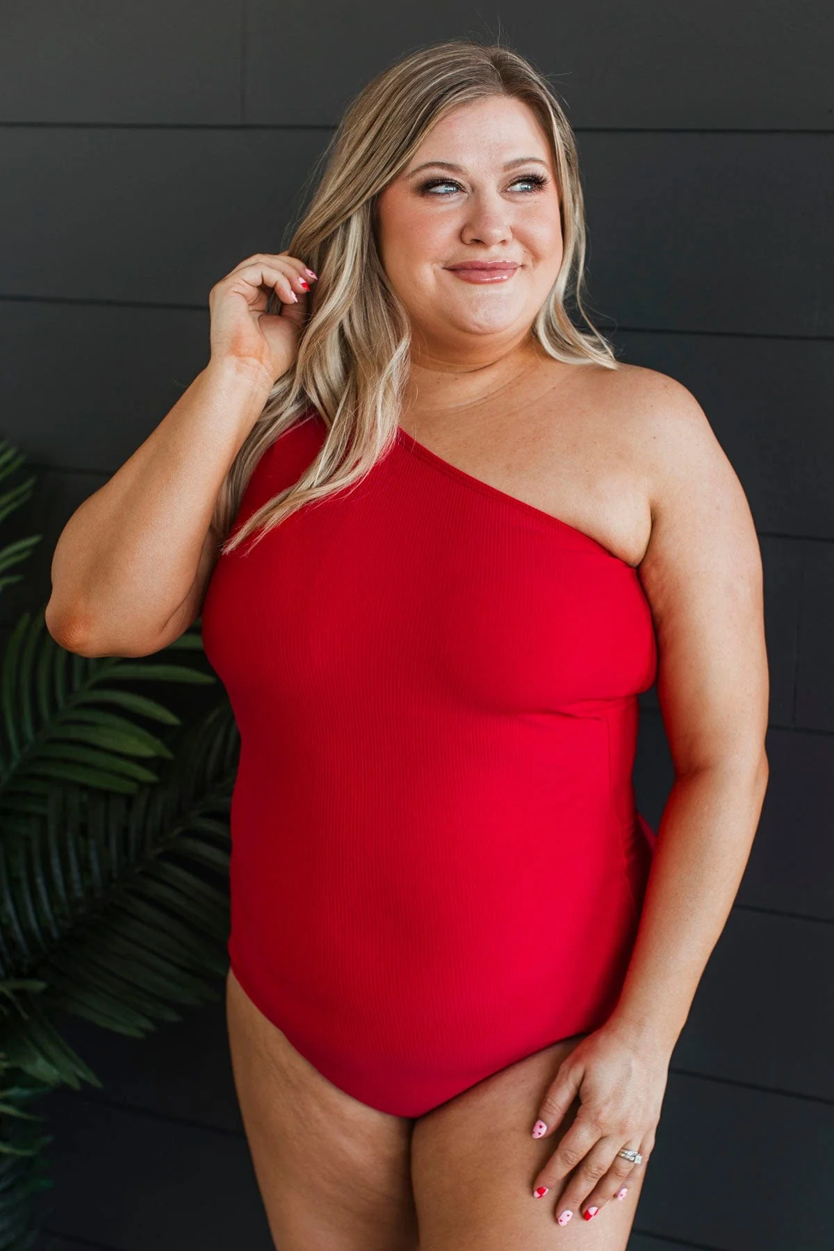 Beach Bound Ribbed One-Piece Swimsuit- Red - Image 6