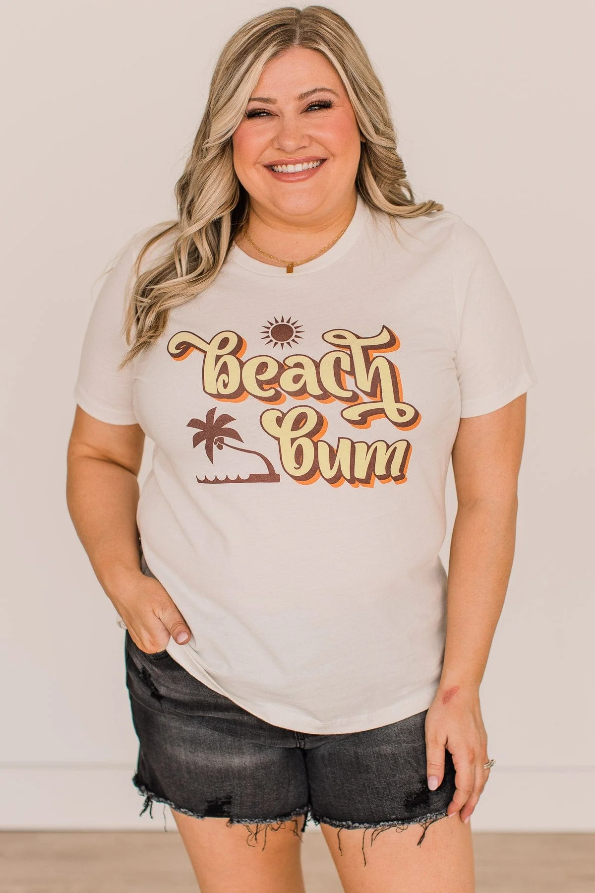 "Beach Bum" Graphic Tee- Cream - Image 2