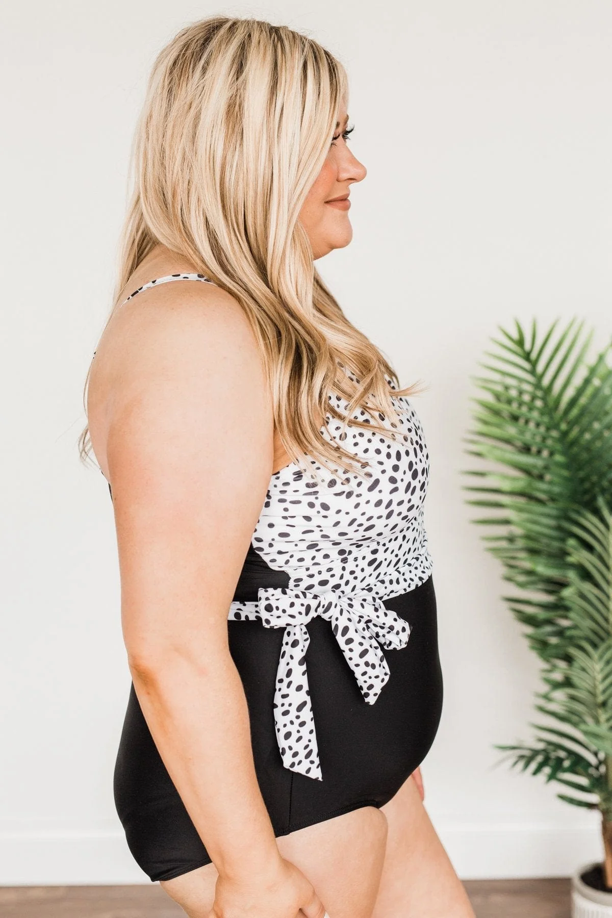 Beach Party One-Piece Swimsuit- Black & Dalmatian Print - Image 10