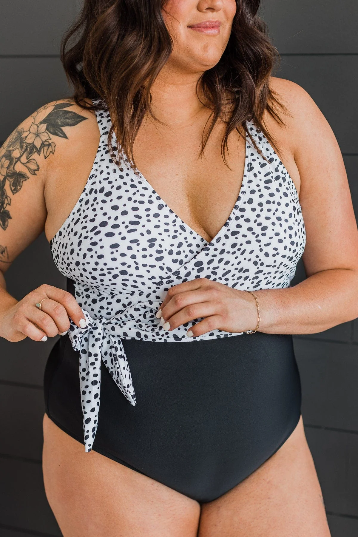 Beach Party One-Piece Swimsuit- Black & Dalmatian Print - Image 13