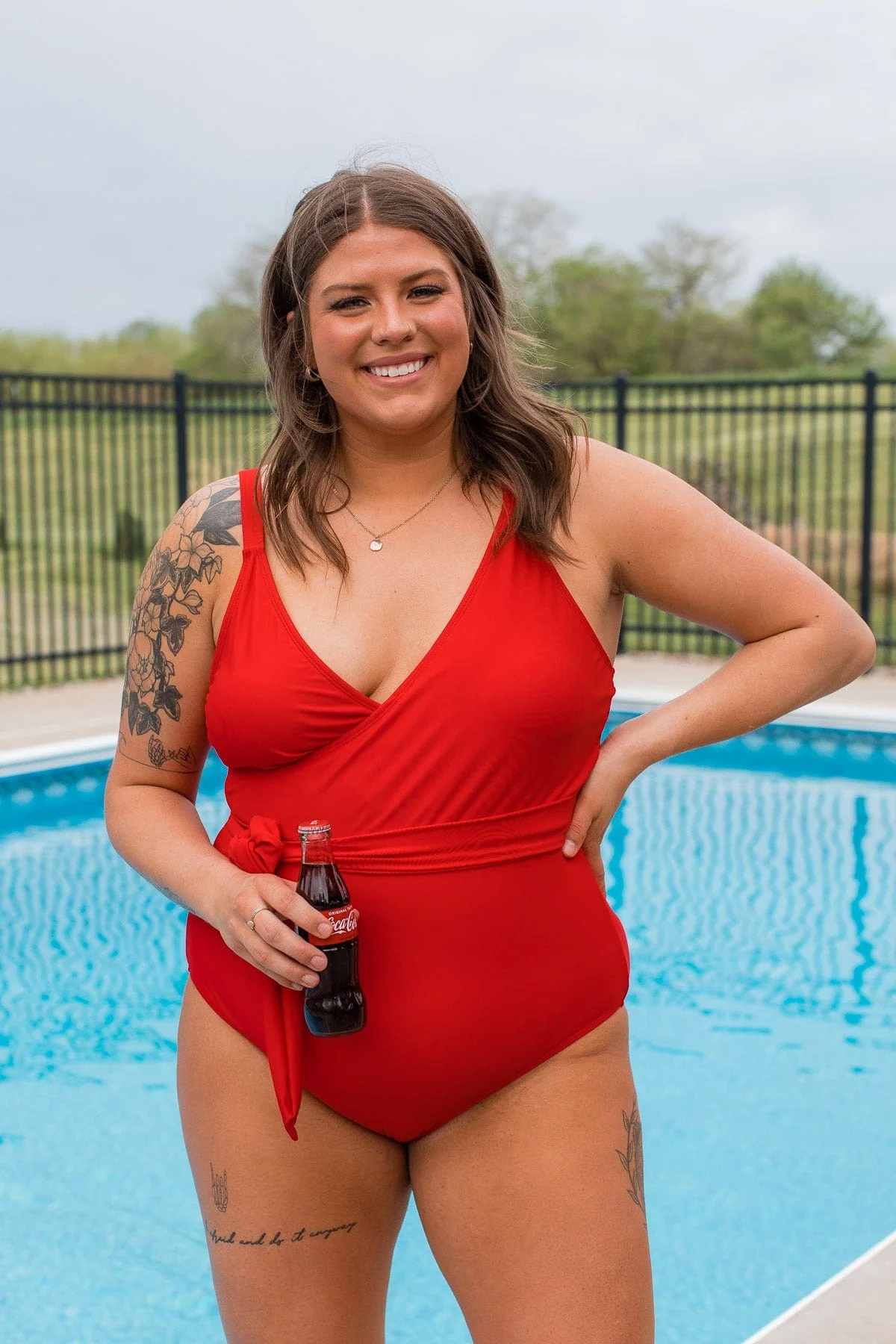 Beach Party One-Piece Swimsuit- Bright Red - Image 4