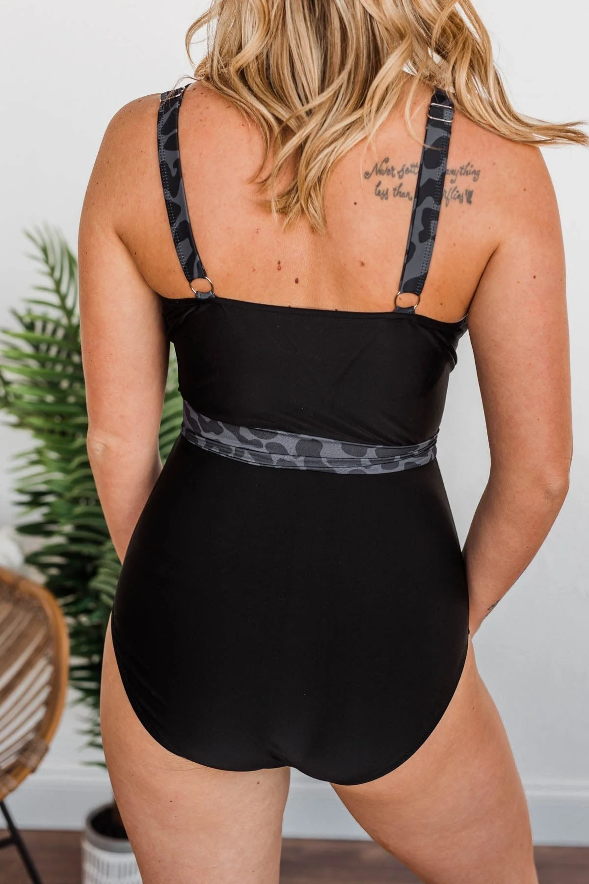 Beach Party One-Piece Swimsuit- Charcoal Leopard Print - Image 6