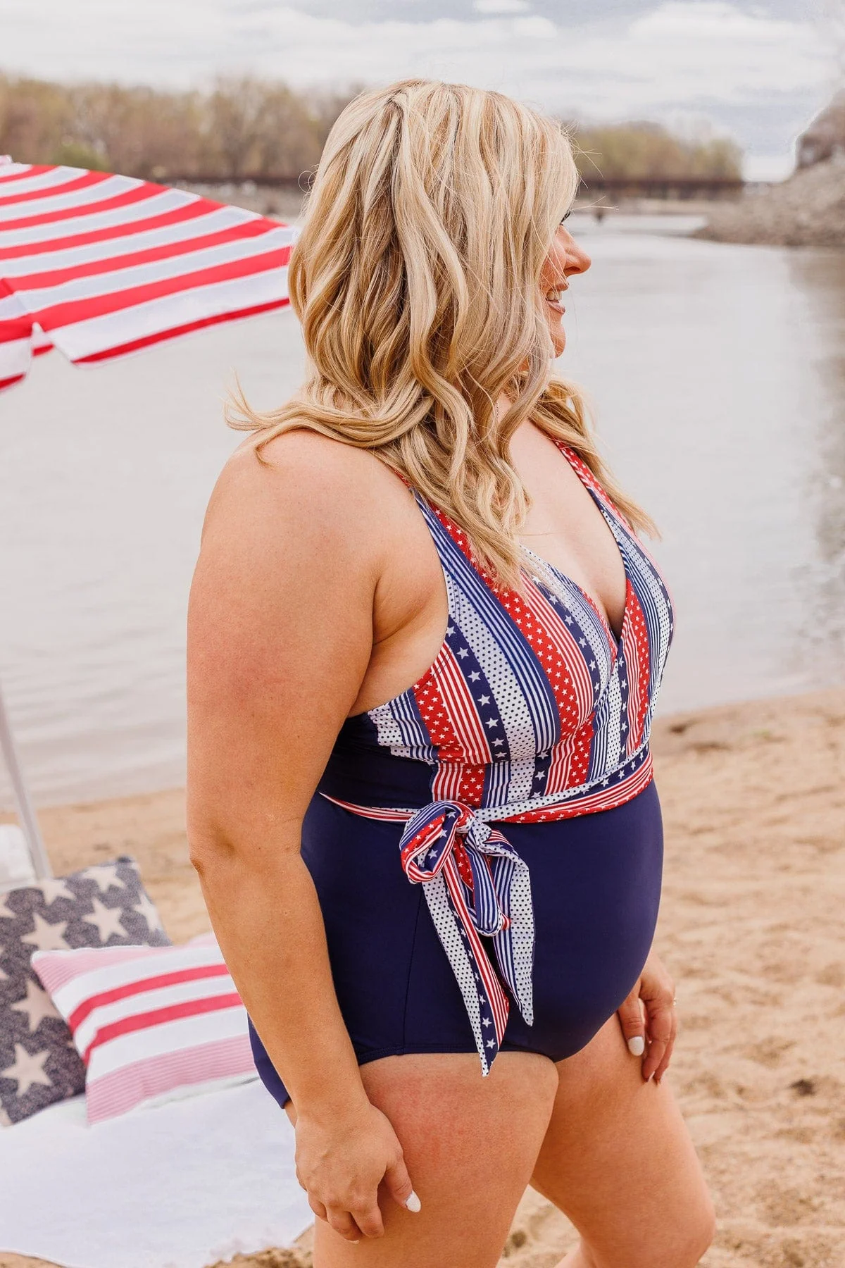 Beach Party One-Piece Swimsuit- Navy Stripes - Image 12