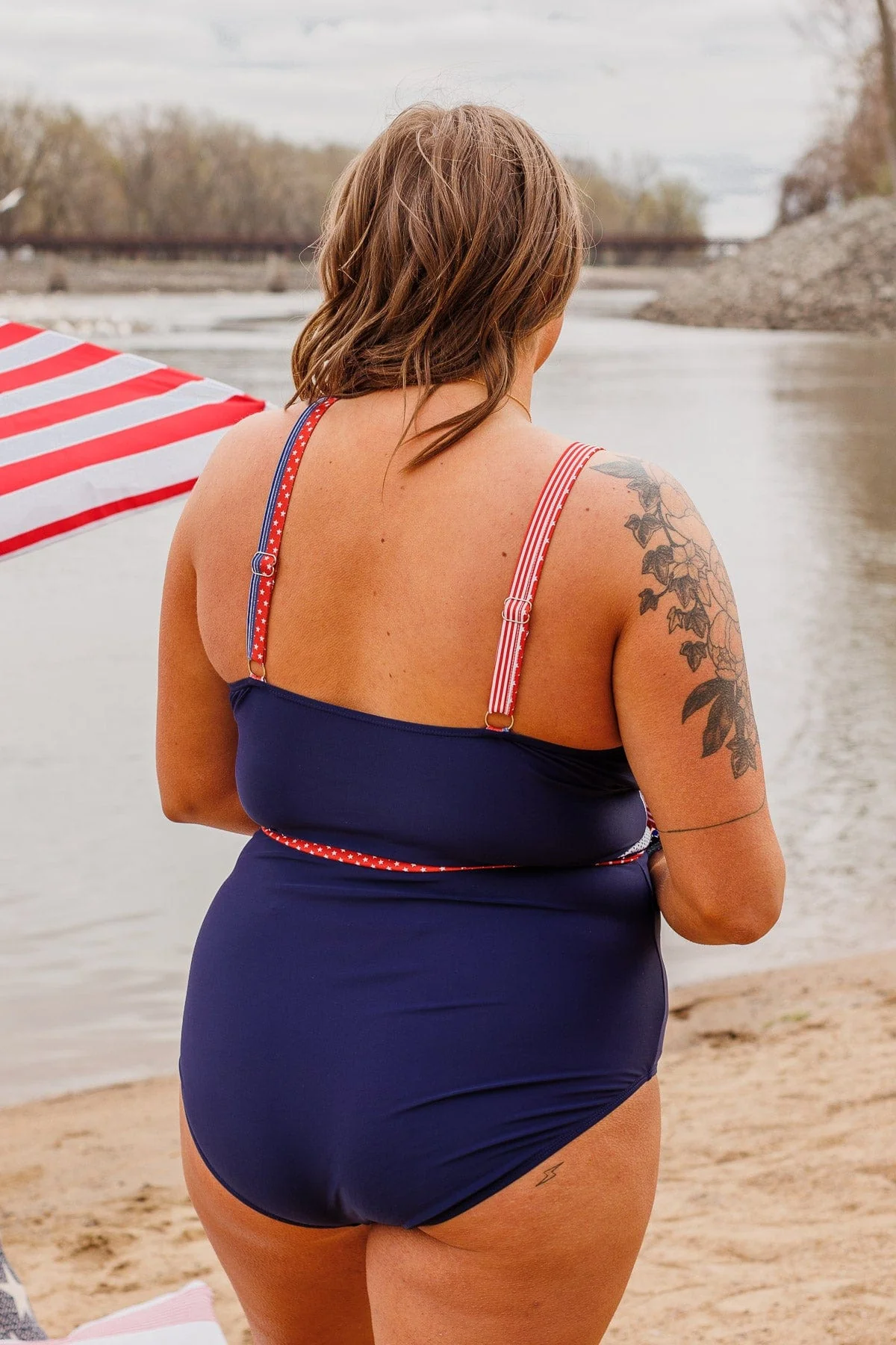 Beach Party One-Piece Swimsuit- Navy Stripes - Image 15