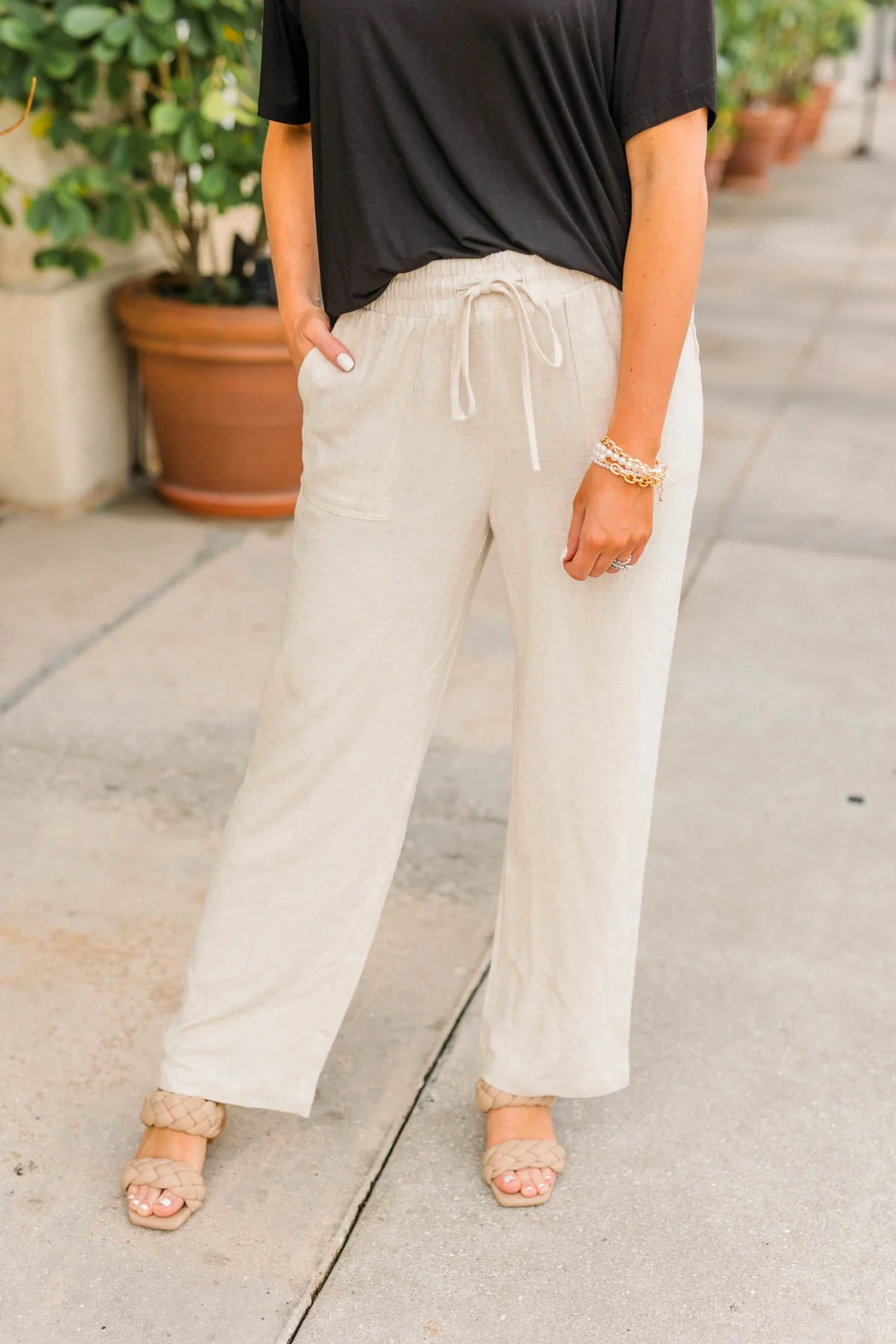 Beach Vibes Linen Pants- Sand - Image 5