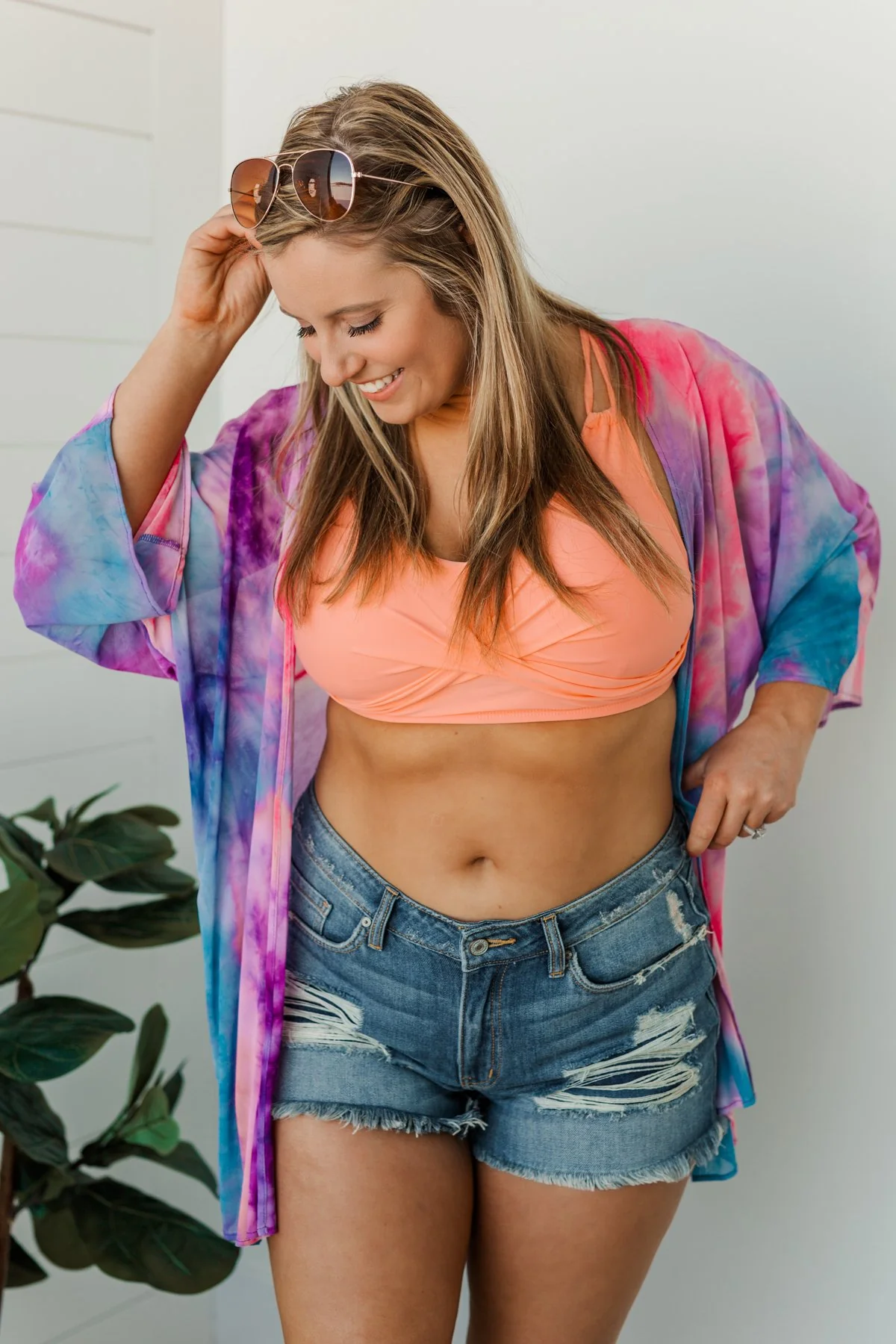 Beachside Bliss Mesh Kimono- Purple, Blue, & Fuchsia - Image 3