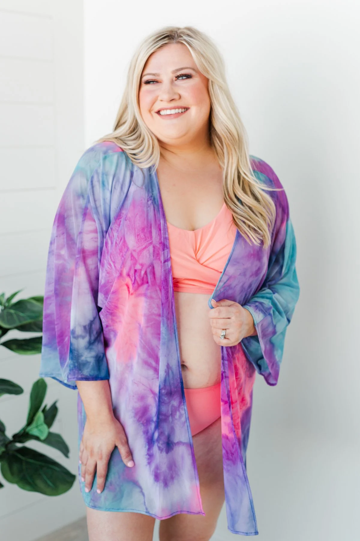 Beachside Bliss Mesh Kimono- Purple, Blue, & Fuchsia - Image 4
