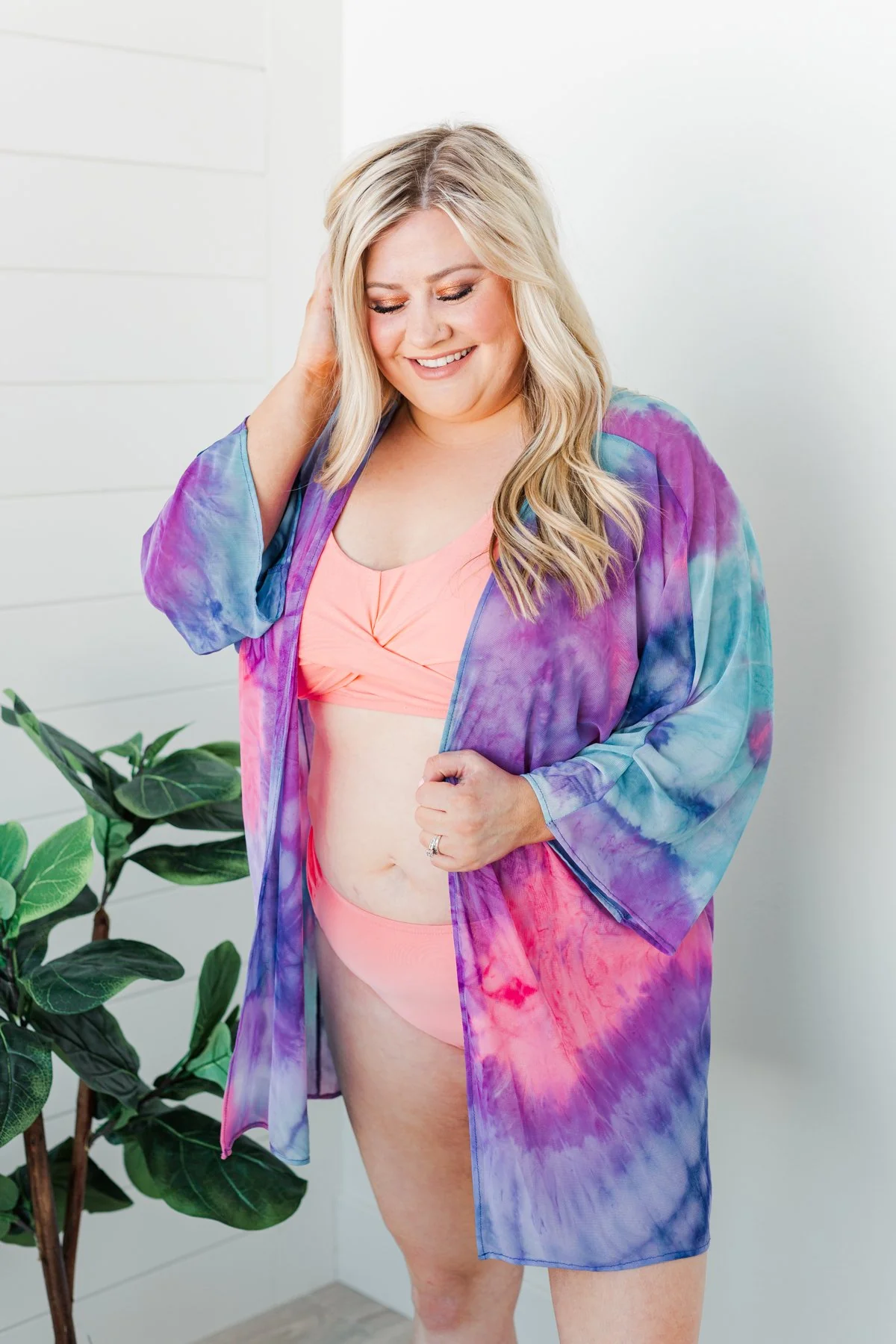Beachside Bliss Mesh Kimono- Purple, Blue, & Fuchsia - Image 8