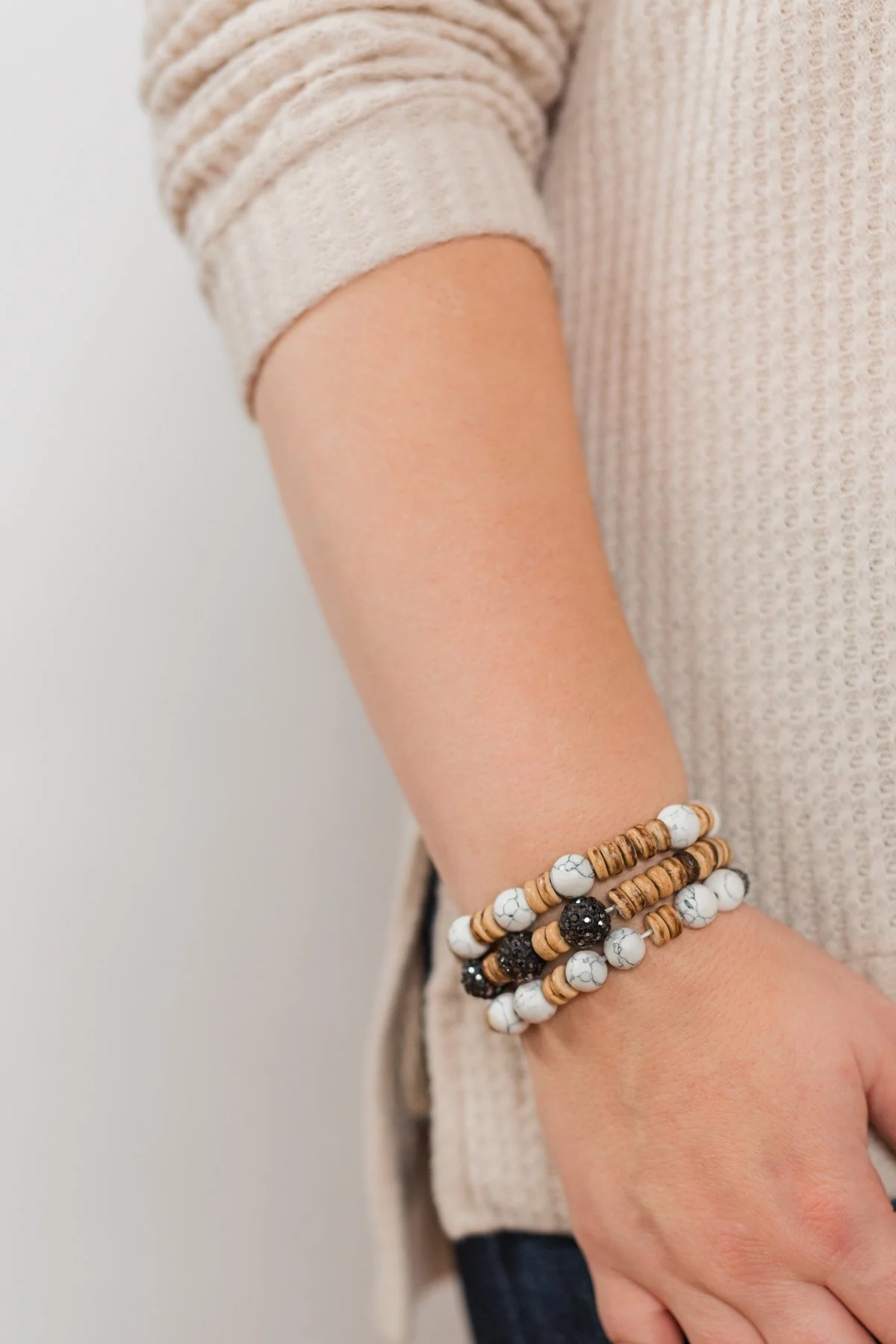 Beaded Bracelet Set - Wood & Marble - Image 4