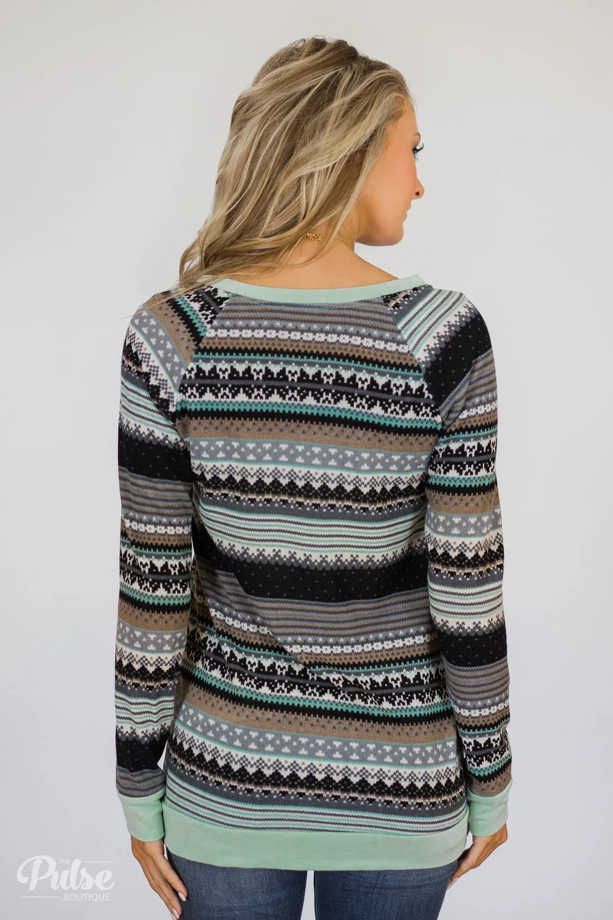 Beat The Chill Printed Top- Mint - Image 7
