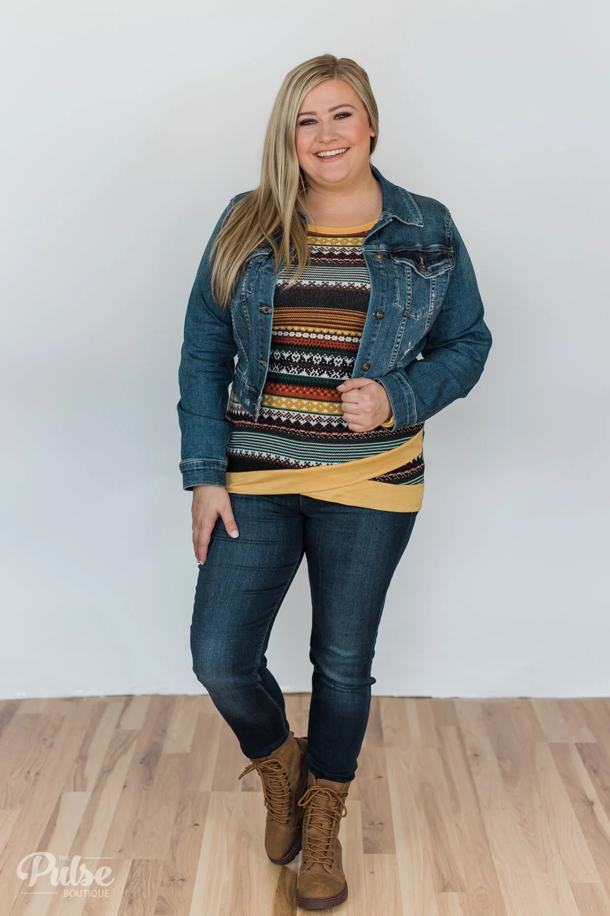 Beat The Chill Printed Top- Mustard - Image 6