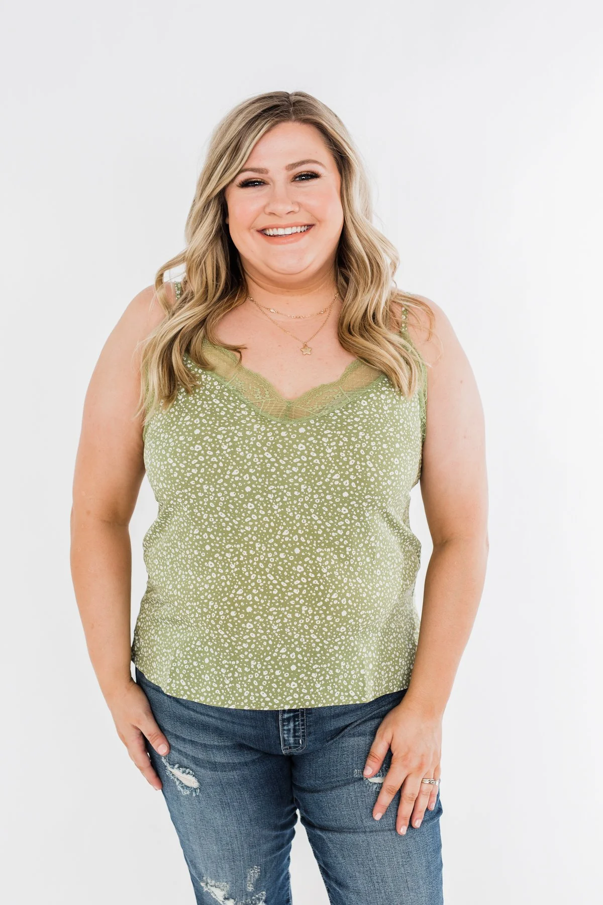 Beautiful Adventures Animal Print Shift Tank- Moss Green - Image 4