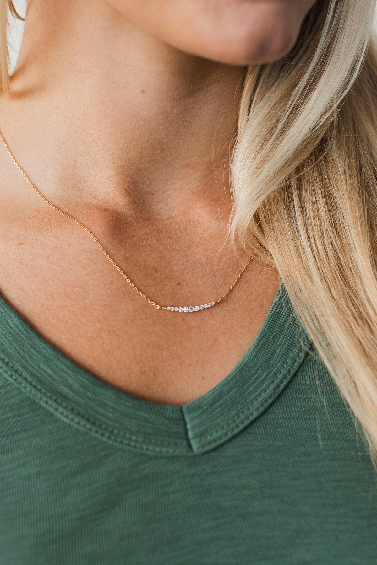 Beautiful As Ever Crescent Bar Necklace- Gold - Image 2