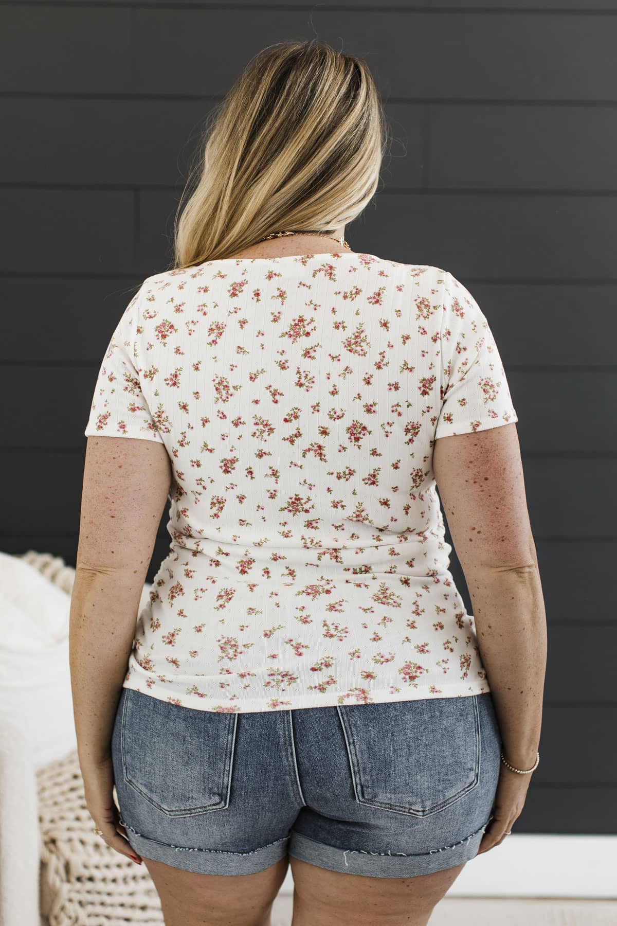 Beautiful As You Floral Short Sleeve Top- Ivory & Red - Image 7
