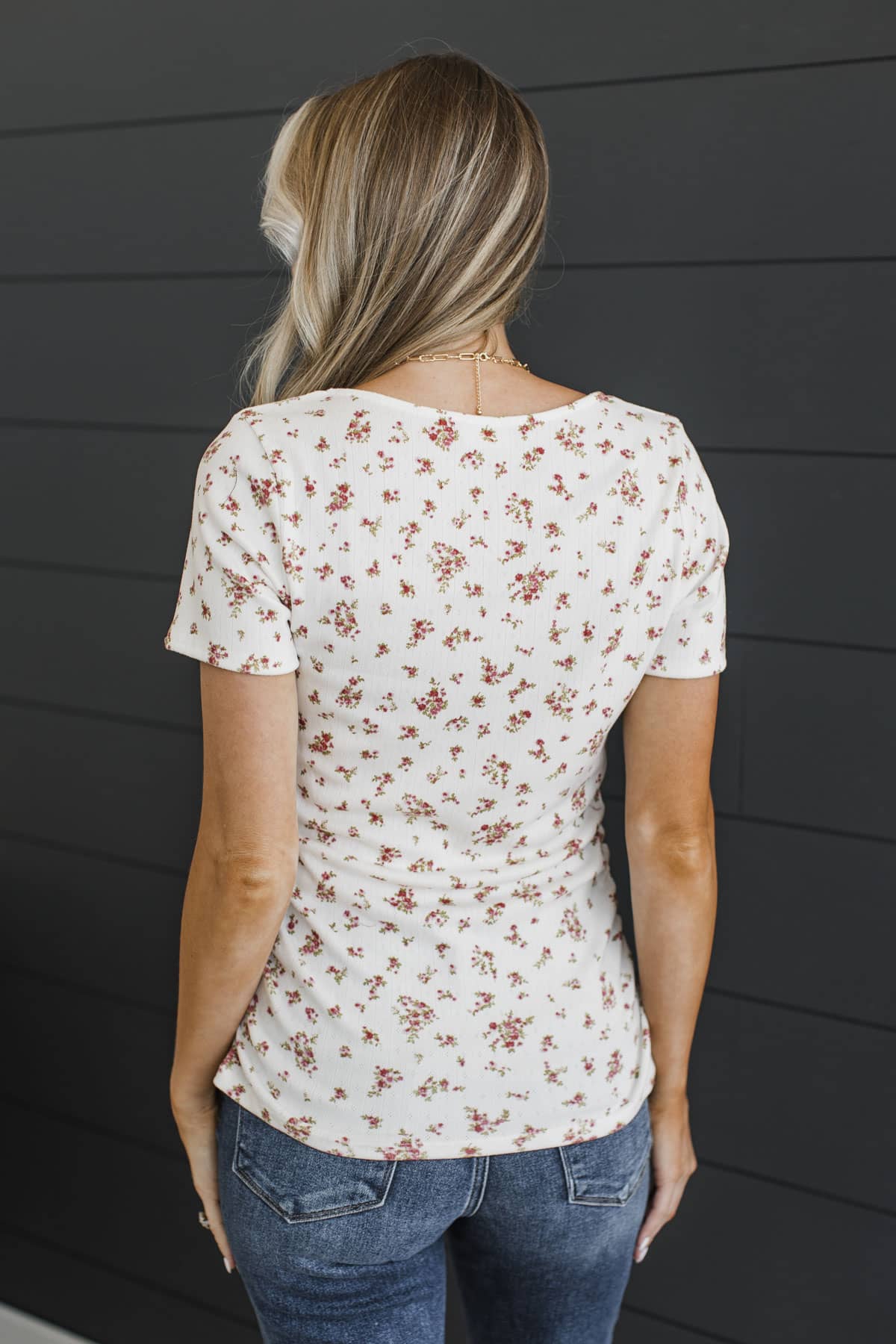 Beautiful As You Floral Short Sleeve Top- Ivory & Red - Image 8