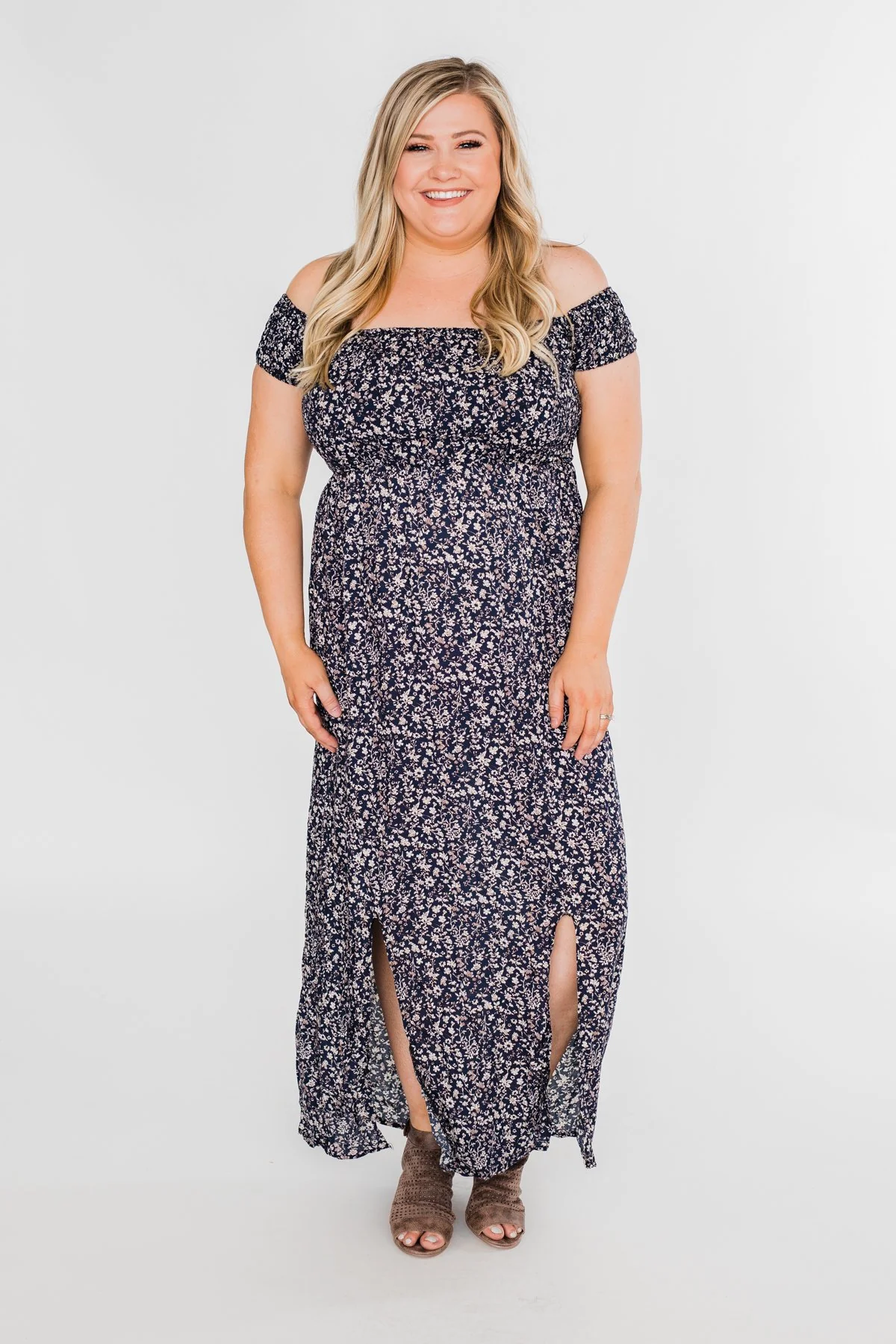 Beautiful Crazy Floral Dress- Navy - Image 8