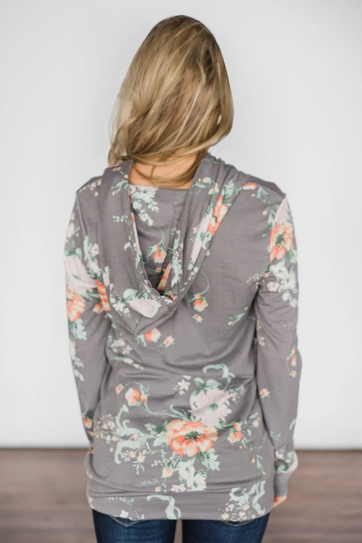 Beautiful Escape Light Grey Floral Hoodie - Image 5