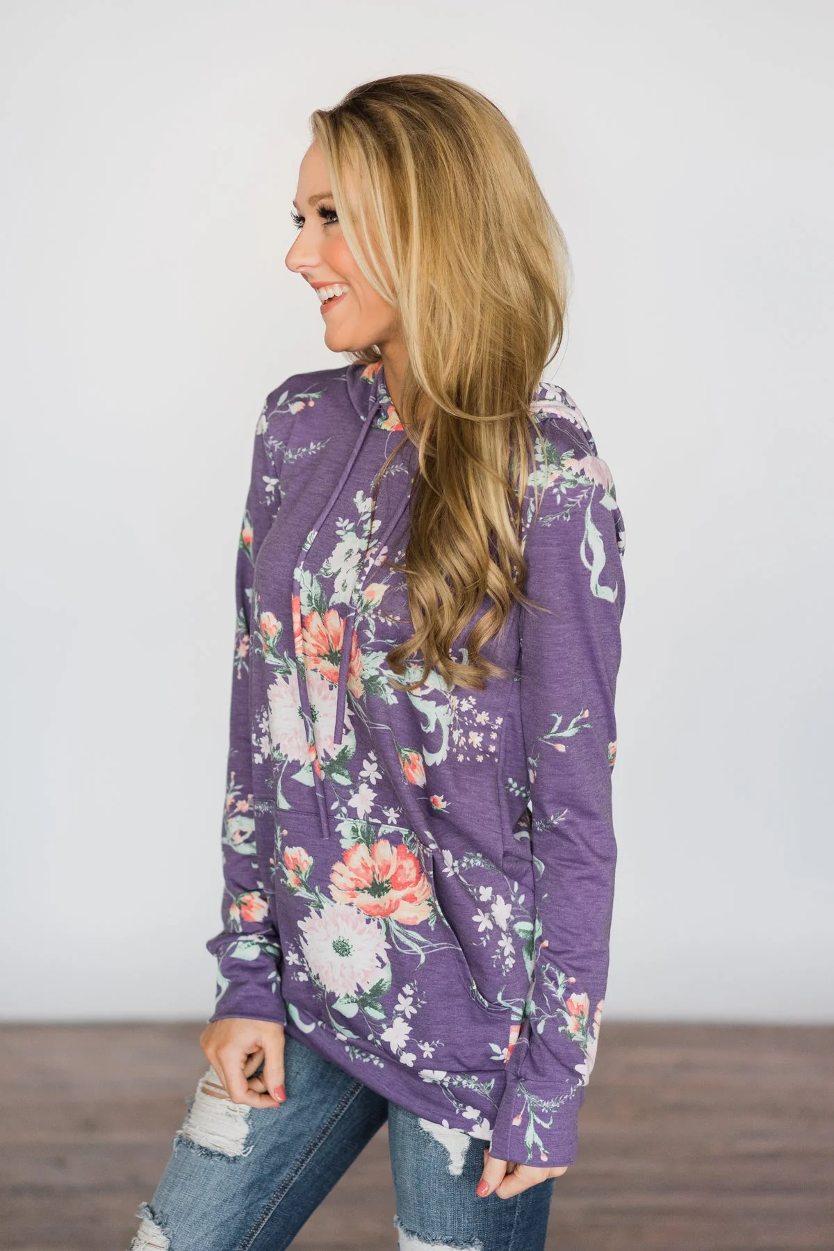 Beautiful Escape Violet Floral Hoodie - Image 3