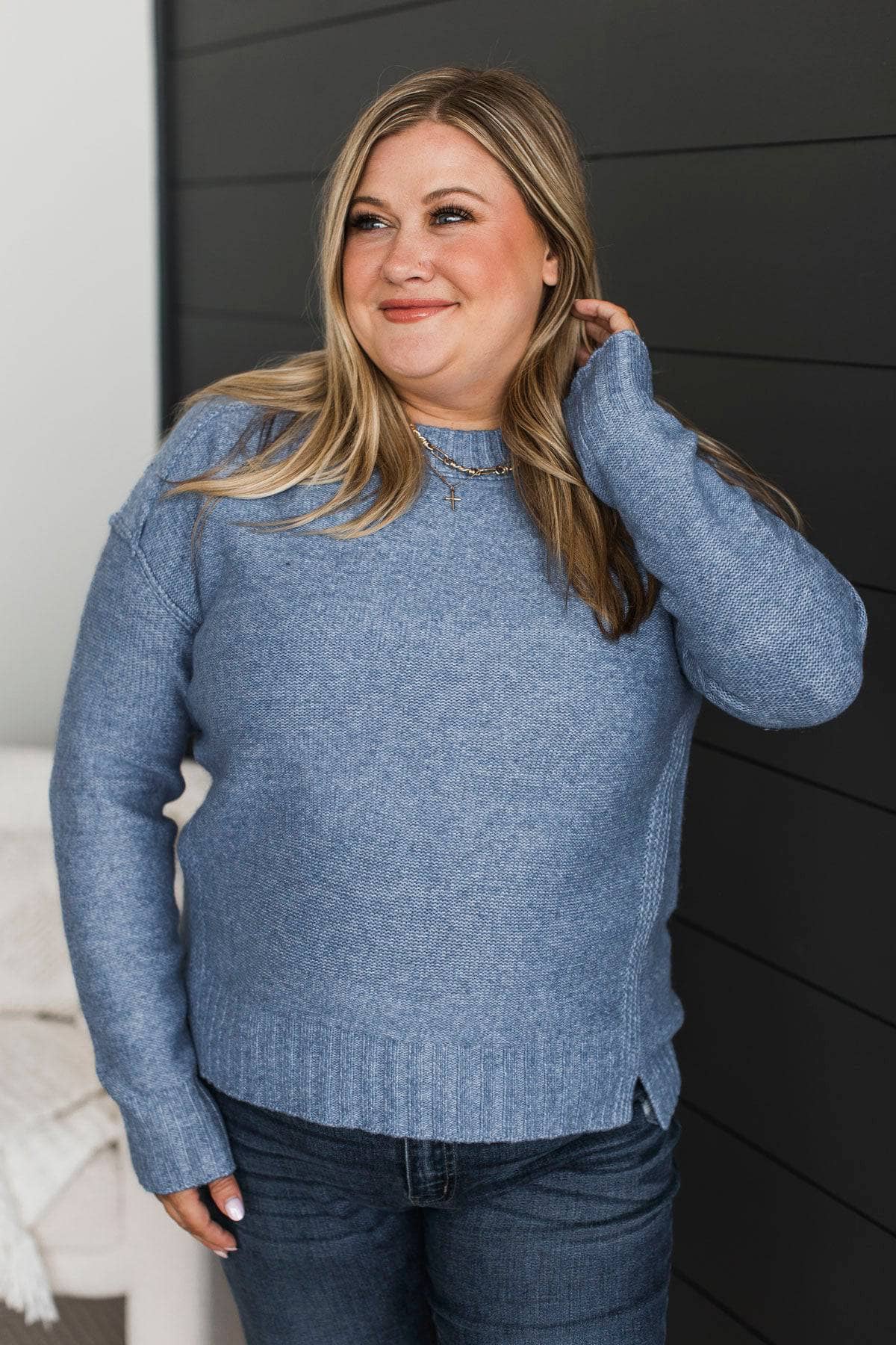 Beautiful Essence Knit Sweater- Denim Blue - Image 4
