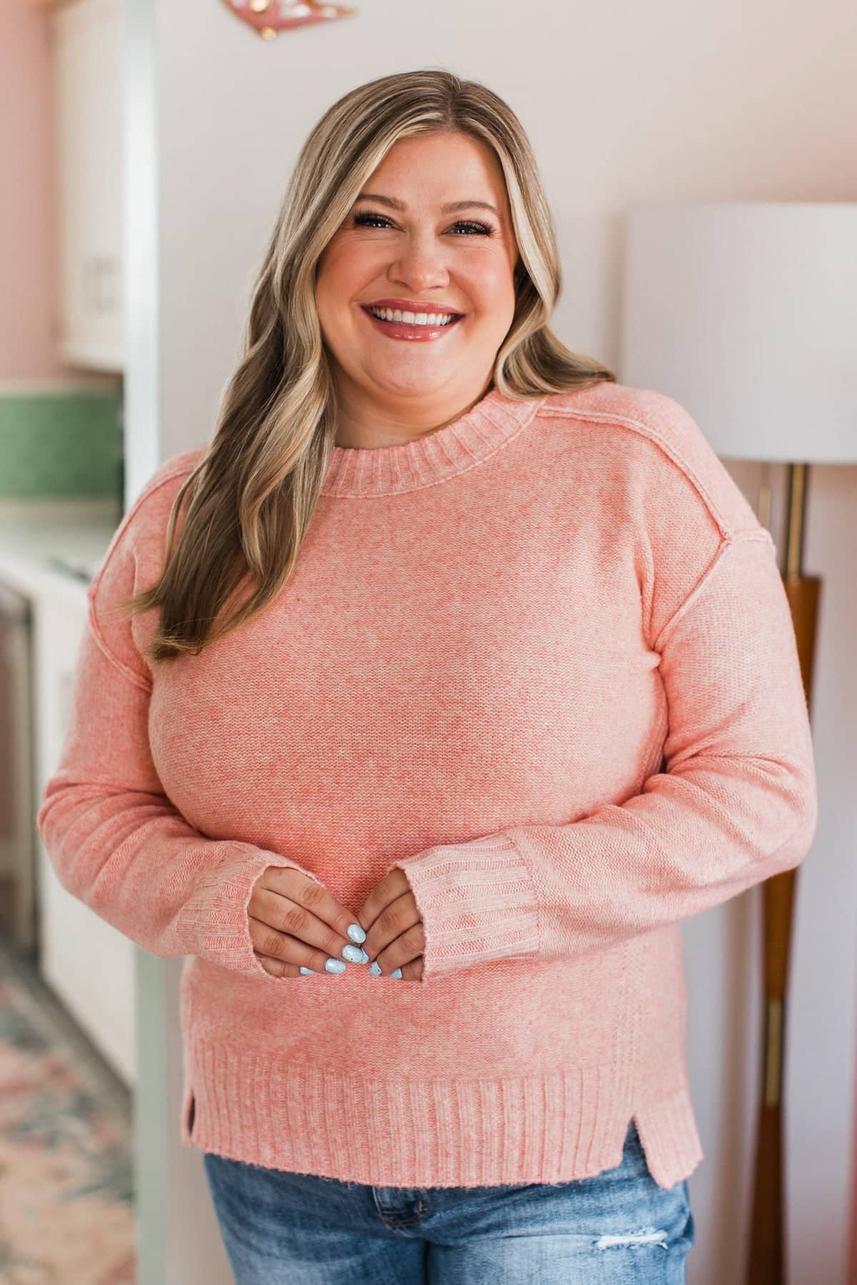 Beautiful Essence Knit Sweater- Light Coral - Image 2