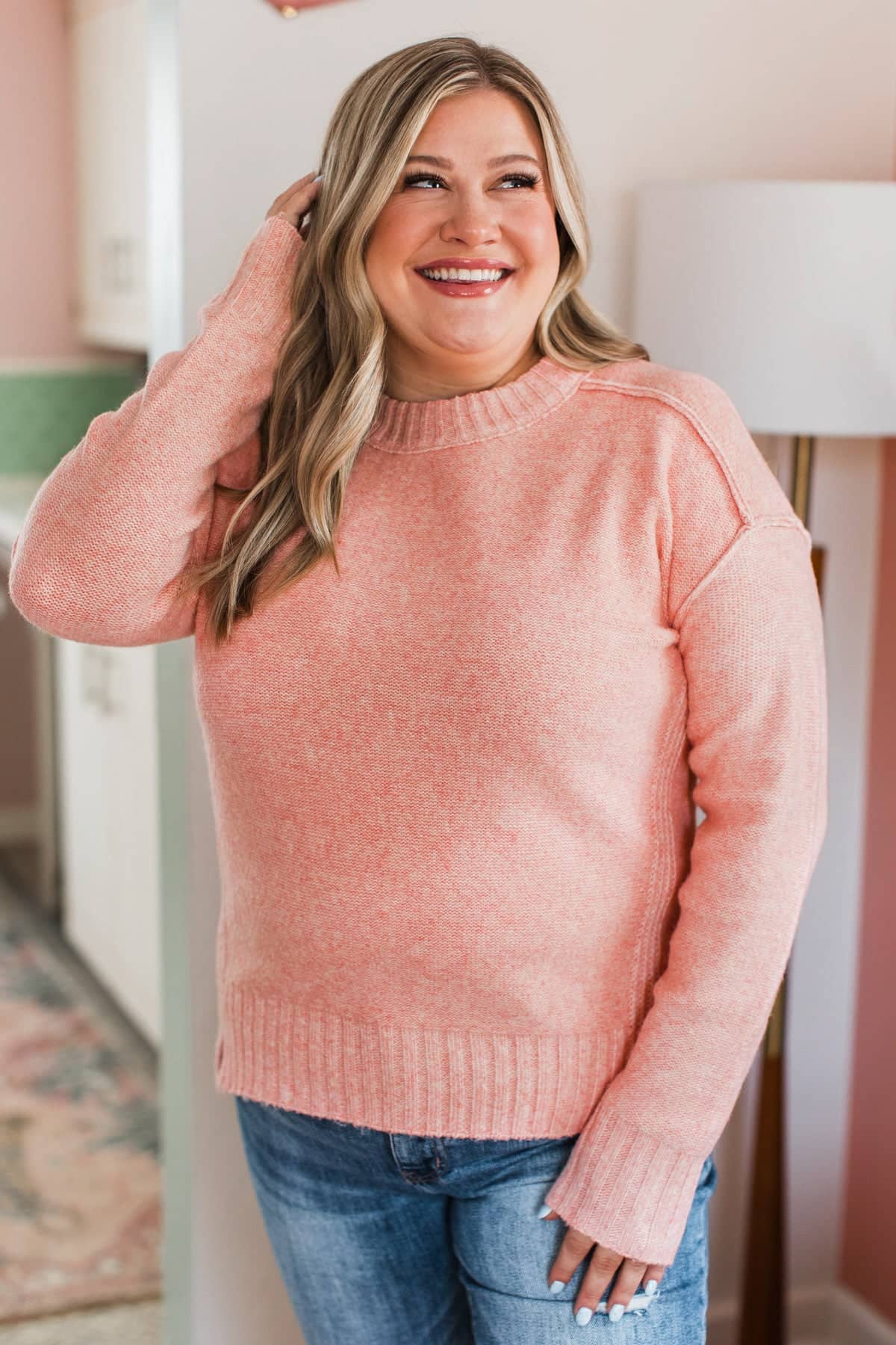 Beautiful Essence Knit Sweater- Light Coral - Image 4