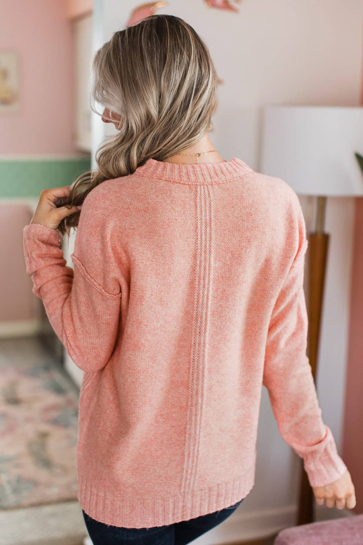 Beautiful Essence Knit Sweater- Light Coral - Image 9
