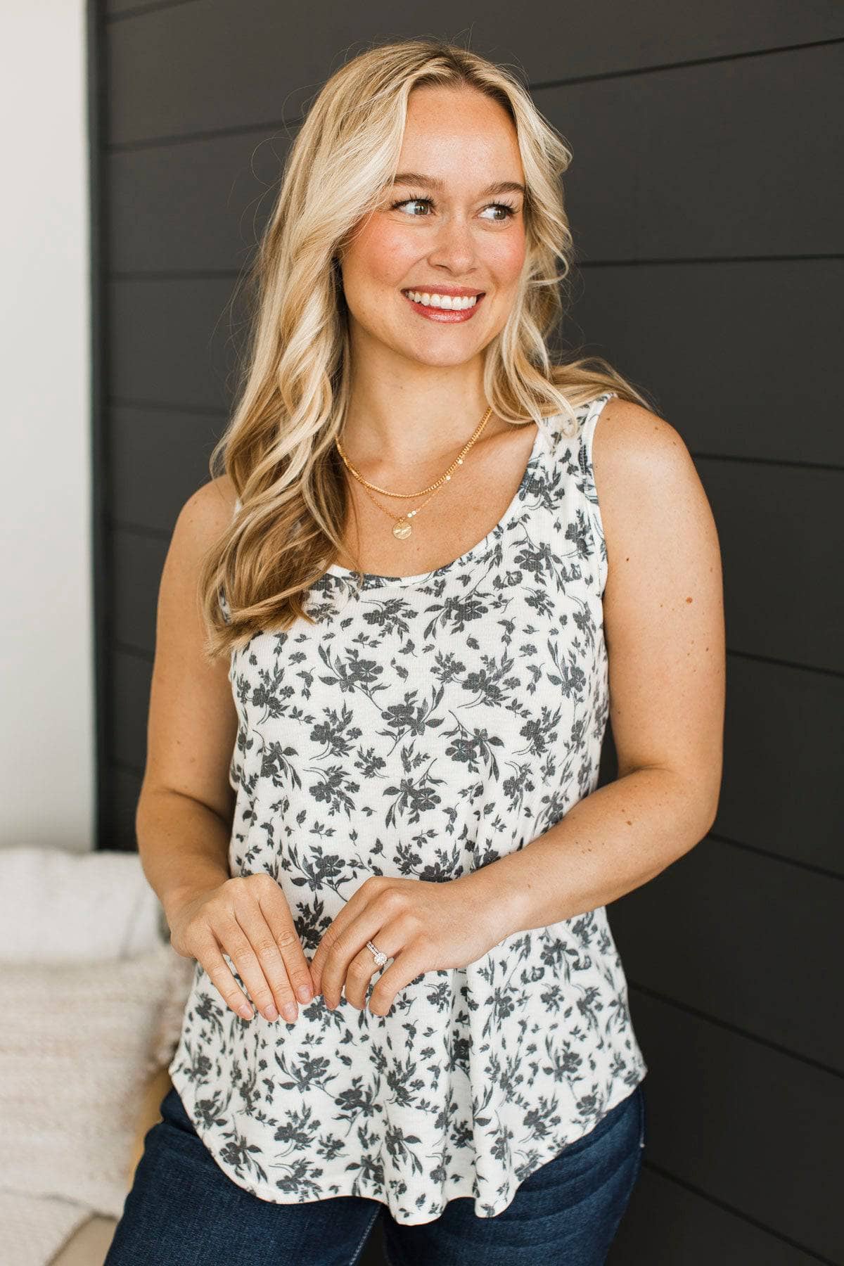 Beautiful Harmony Floral Tank Top- Off-White - Image 3