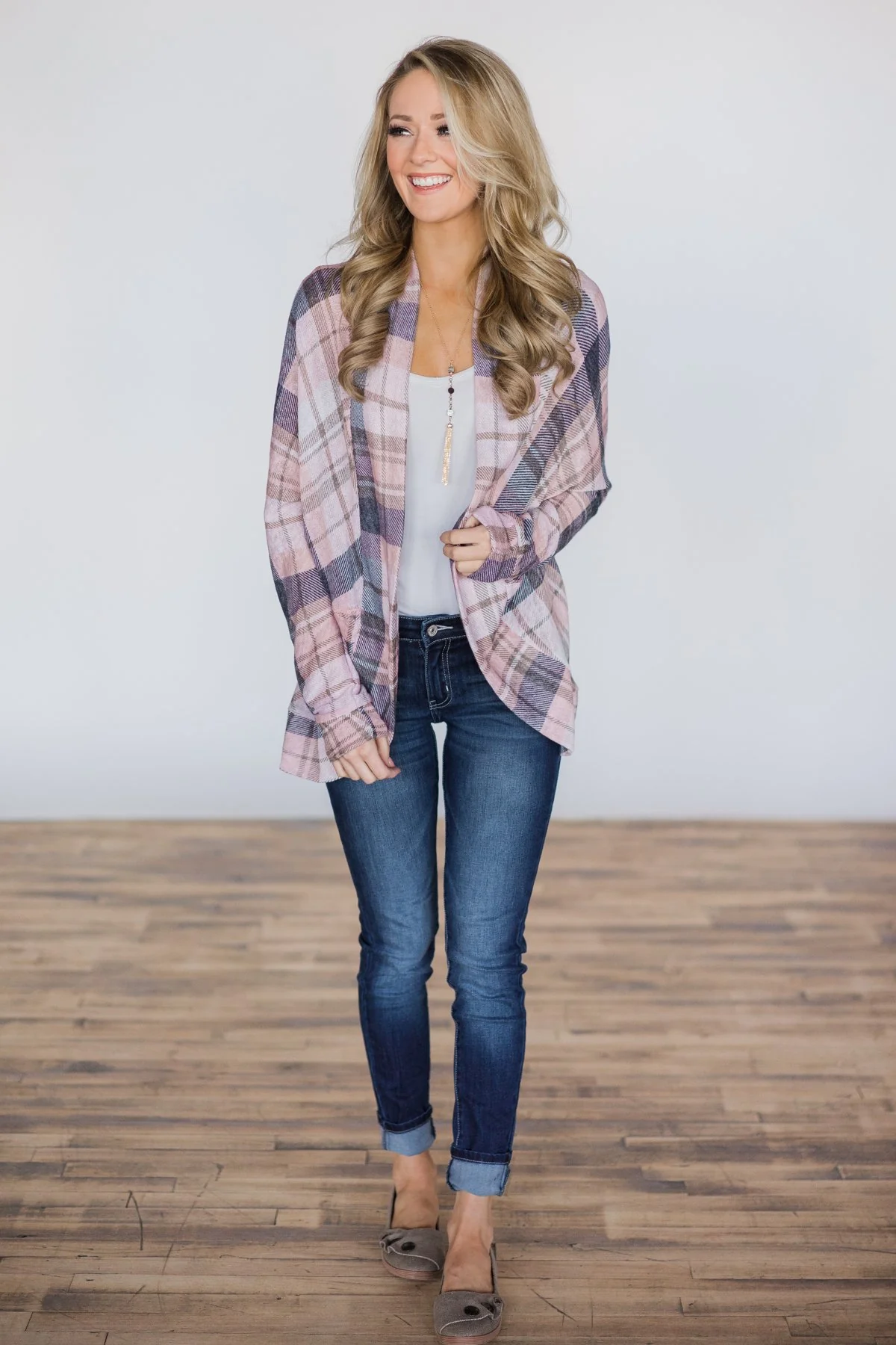 Beautiful in Blush Plaid Cardigan - Image 2