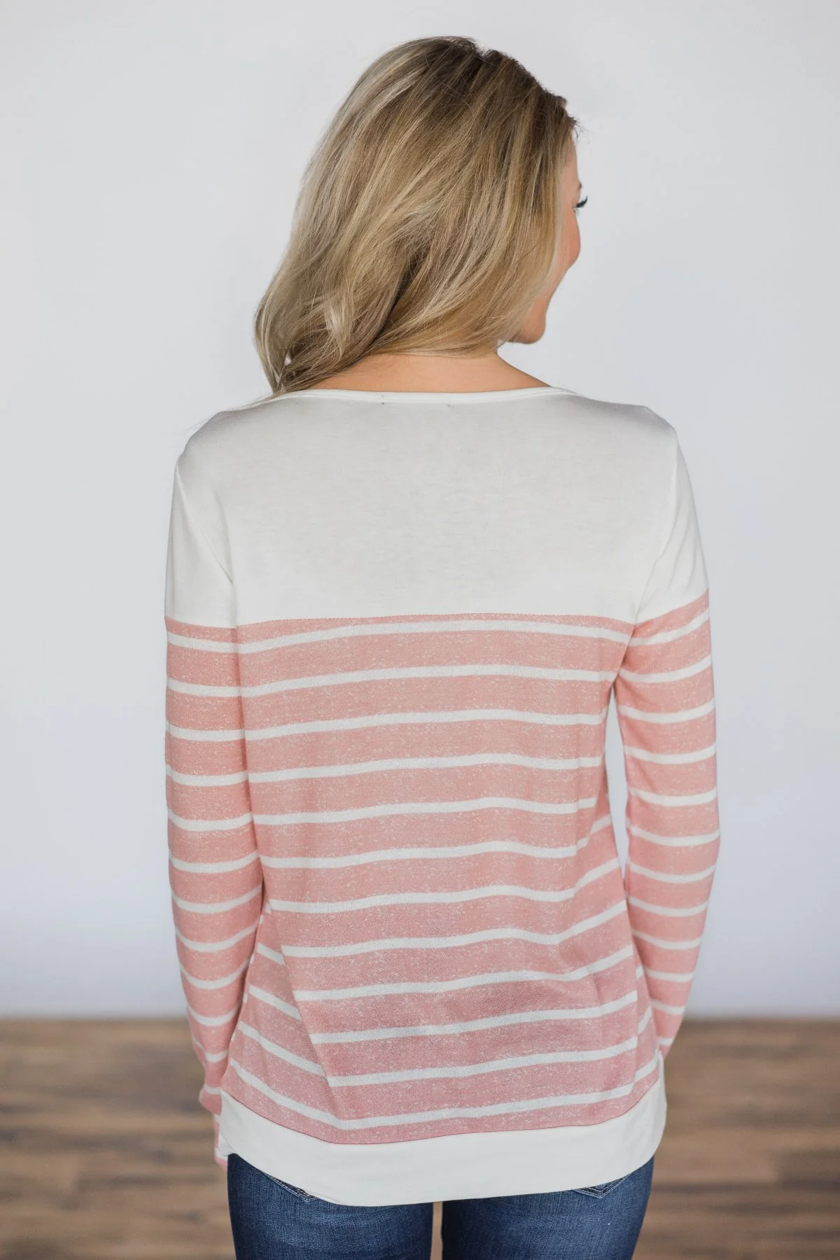 Beautiful in Buttons Striped Top ~ Pink - Image 4