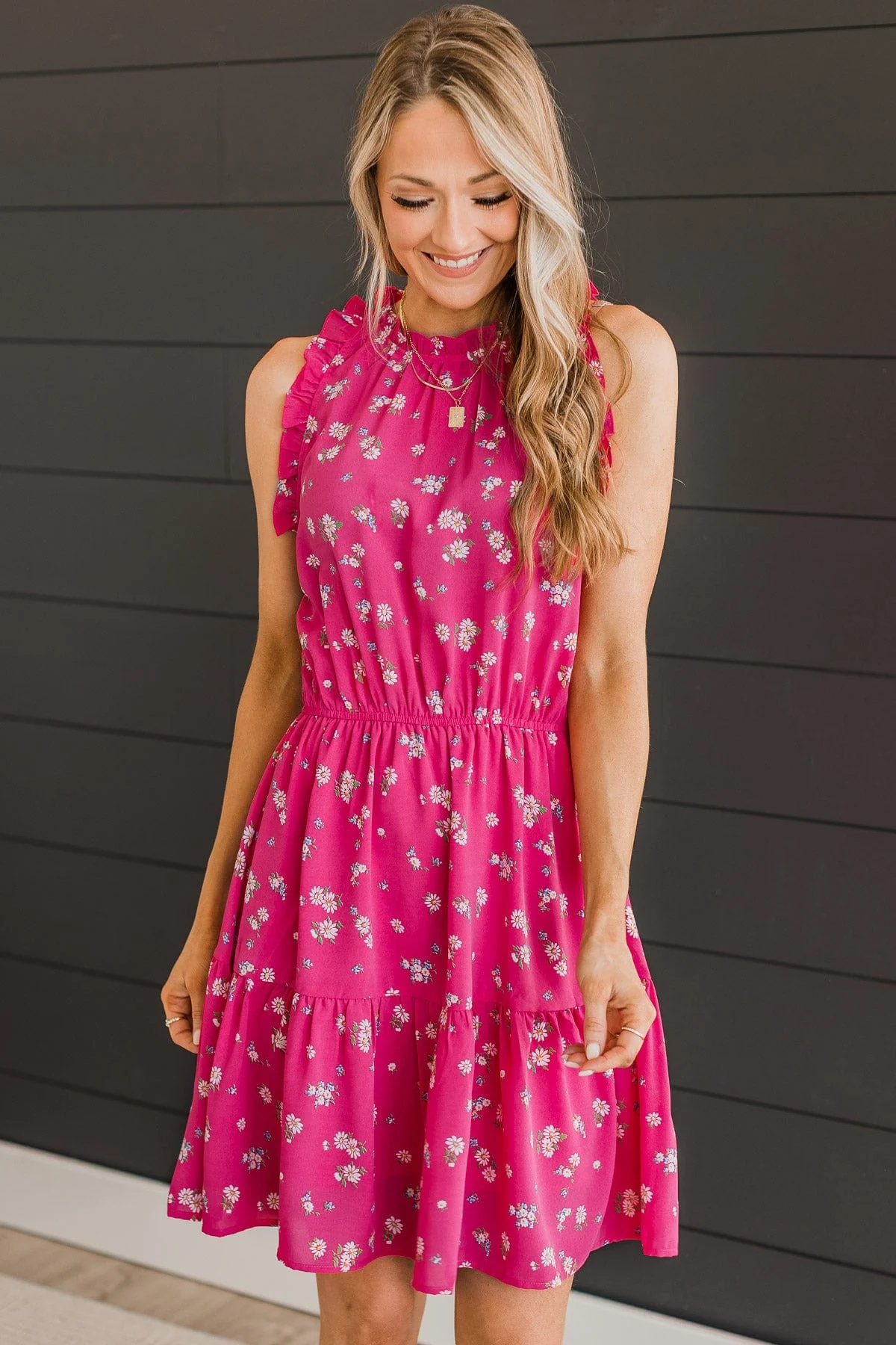 Beautiful Sights Floral Dress- Bright Pink - Image 2
