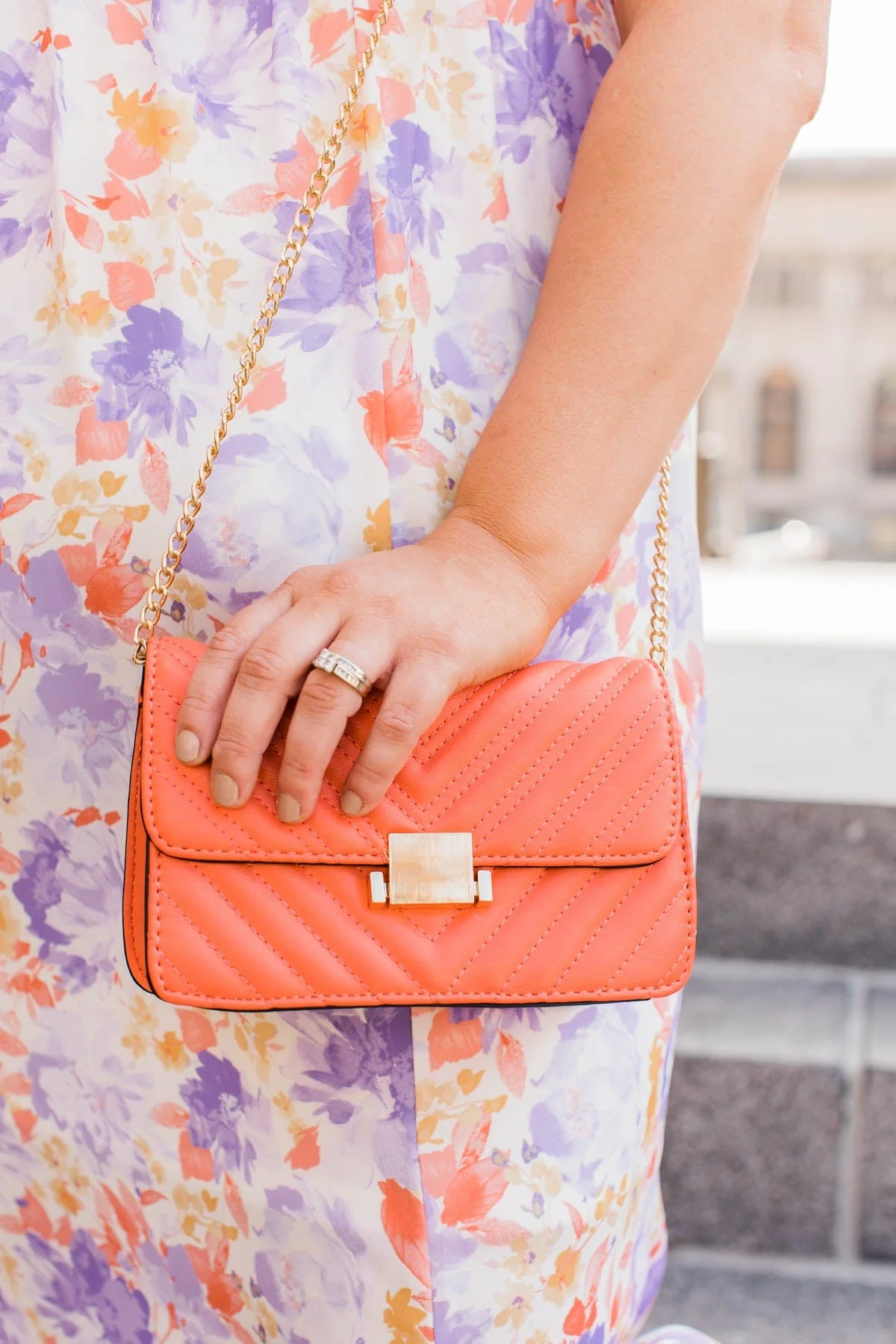 Beautiful Skies Chevron Quilted Clutch- Coral - Image 2