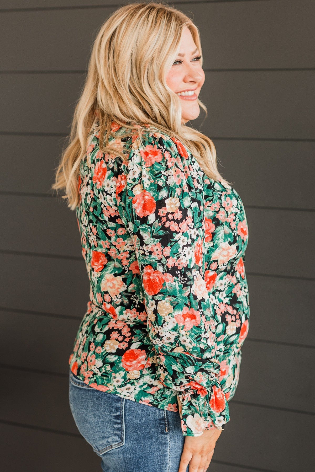Beautiful Soul Floral Blouse- Black & Green - Image 5
