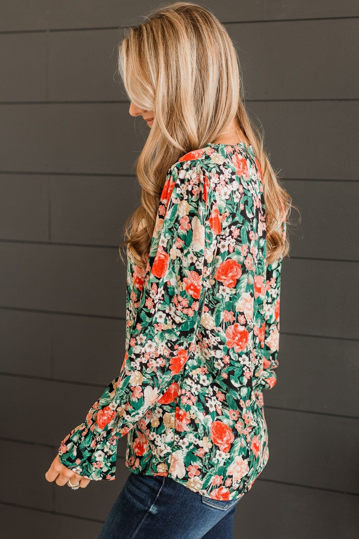 Beautiful Soul Floral Blouse- Black & Green - Image 6