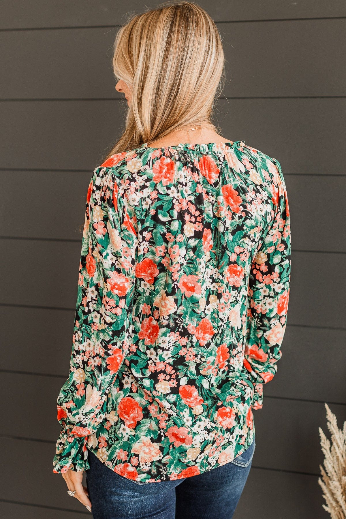 Beautiful Soul Floral Blouse- Black & Green - Image 7