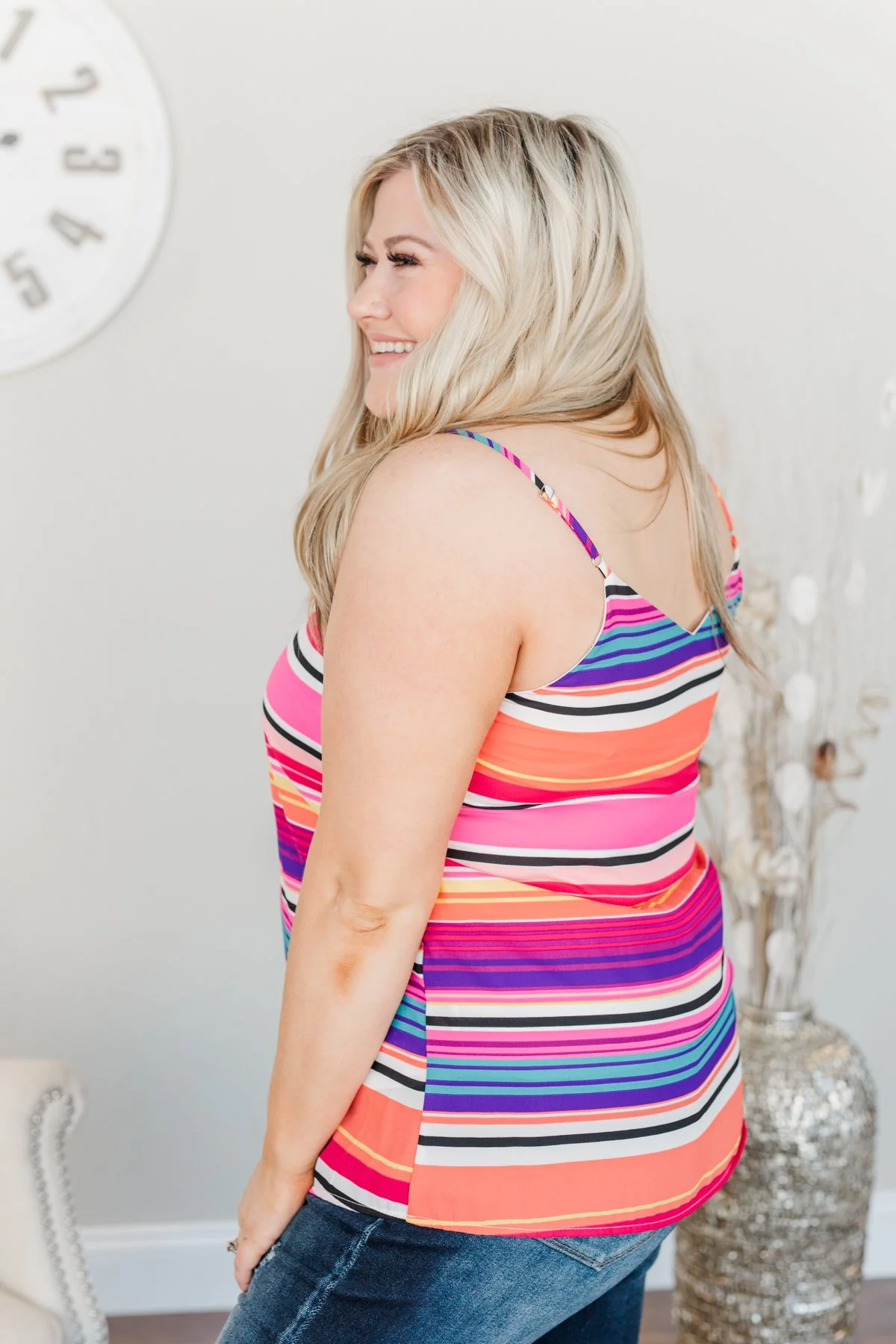 Beautifully Bold Striped Tank Top- Pink Multi-Color - Image 15