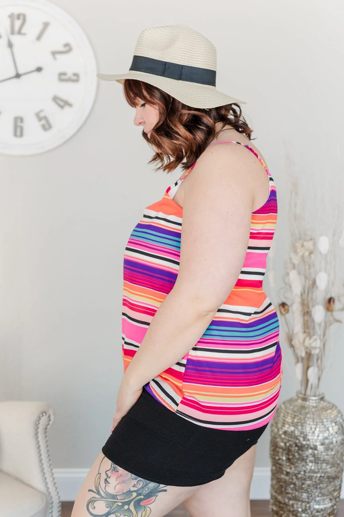 Beautifully Bold Striped Tank Top- Pink Multi-Color - Image 17
