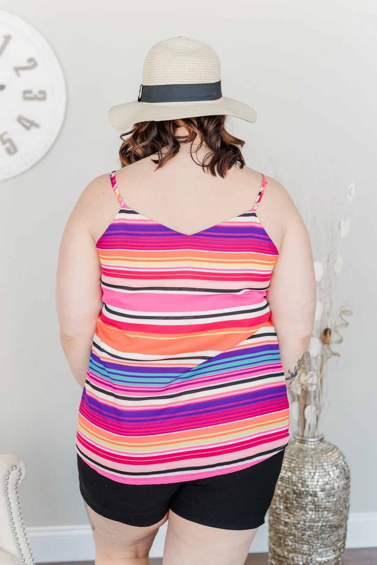 Beautifully Bold Striped Tank Top- Pink Multi-Color - Image 18