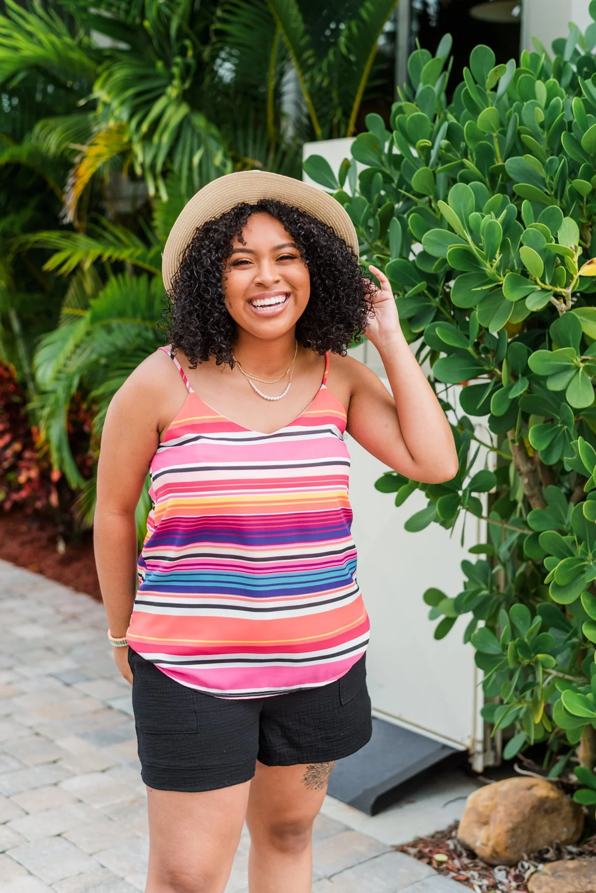 Beautifully Bold Striped Tank Top- Pink Multi-Color - Image 2