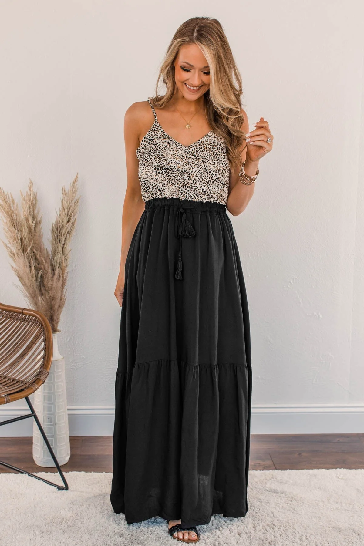 Beauty All Around Maxi Dress- Black & Leopard - Image 3