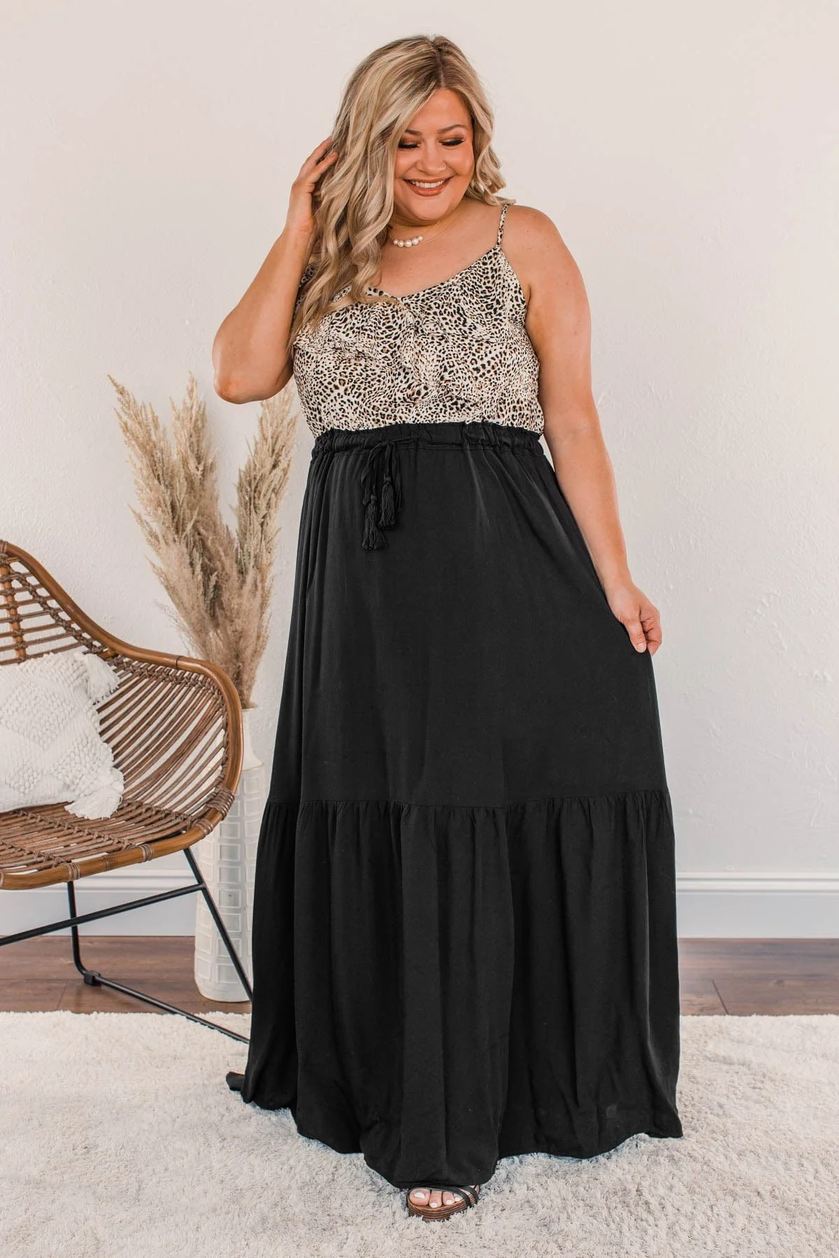 Beauty All Around Maxi Dress- Black & Leopard - Image 4