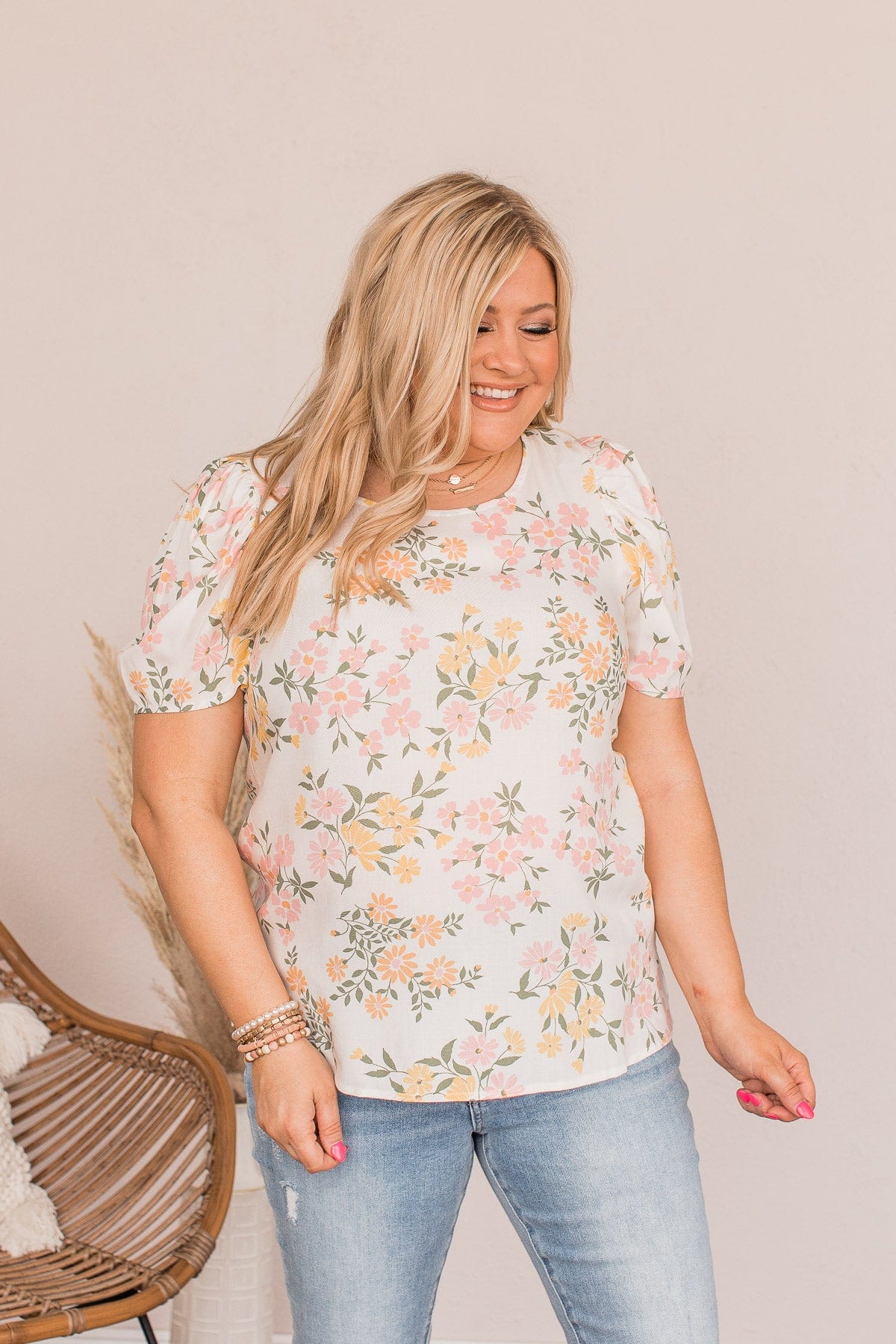 Beauty In Bloom Floral Blouse- Ivory - Image 4