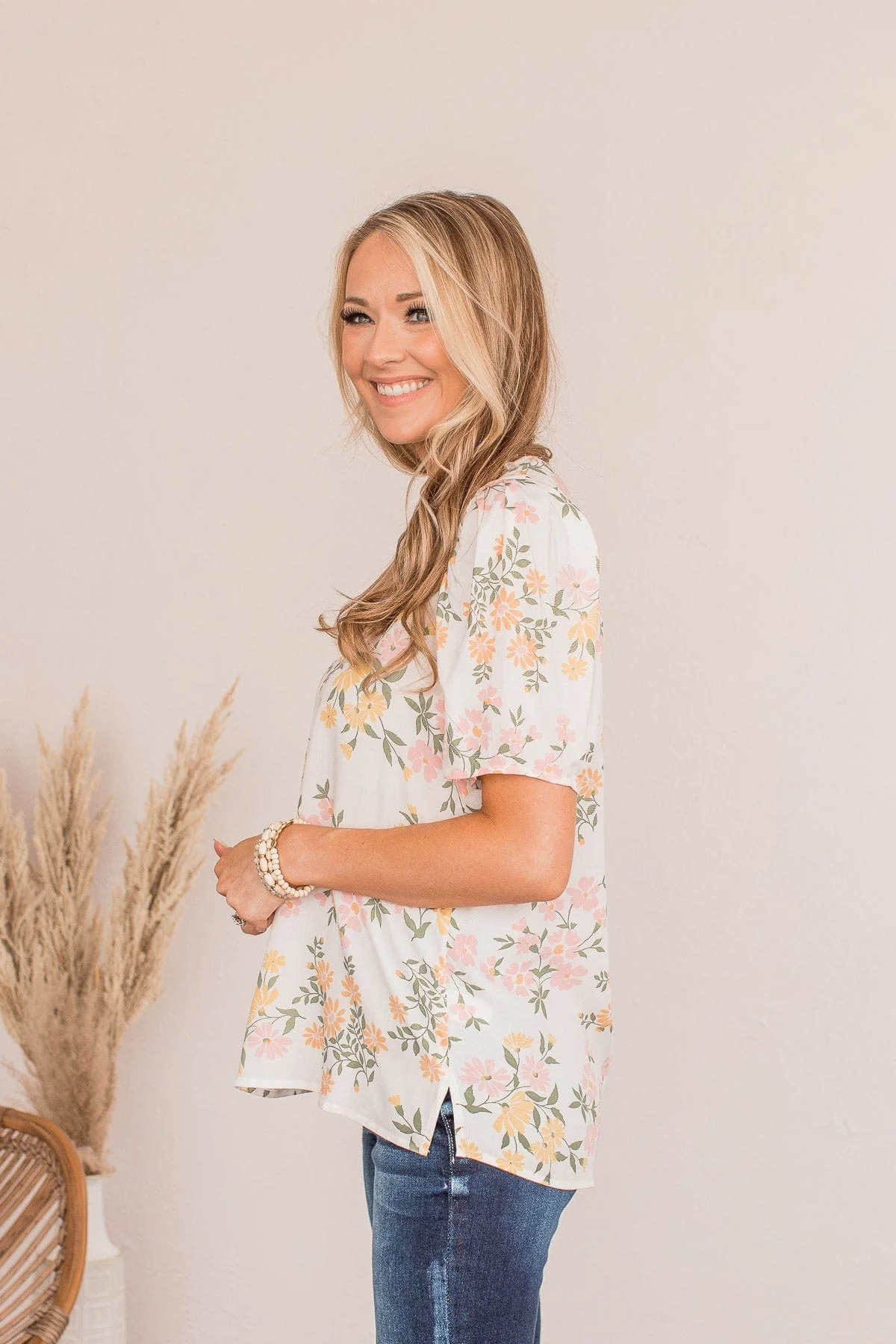Beauty In Bloom Floral Blouse- Ivory - Image 5