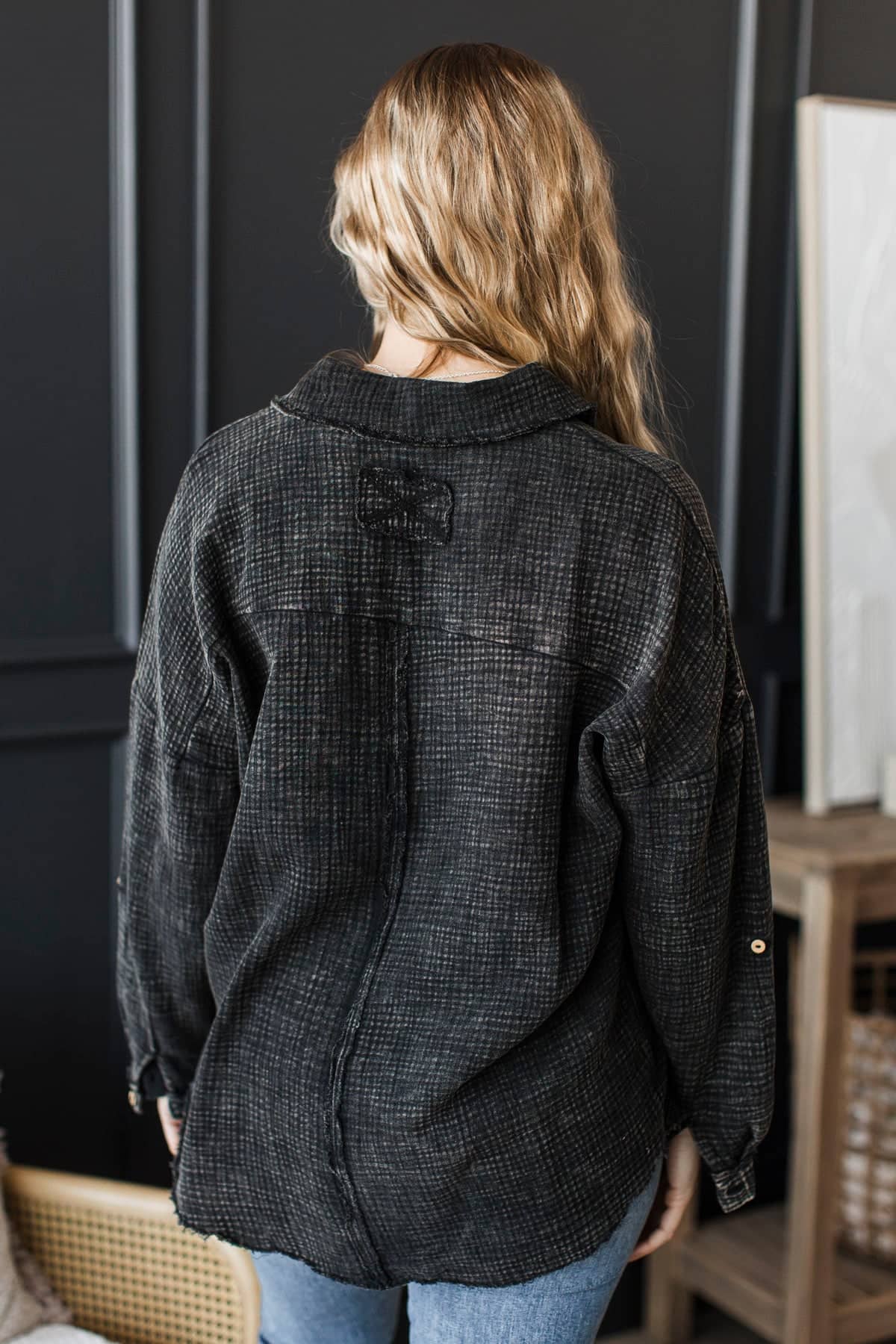 Beauty Of The Moment Frayed Button Top- Black - Image 8